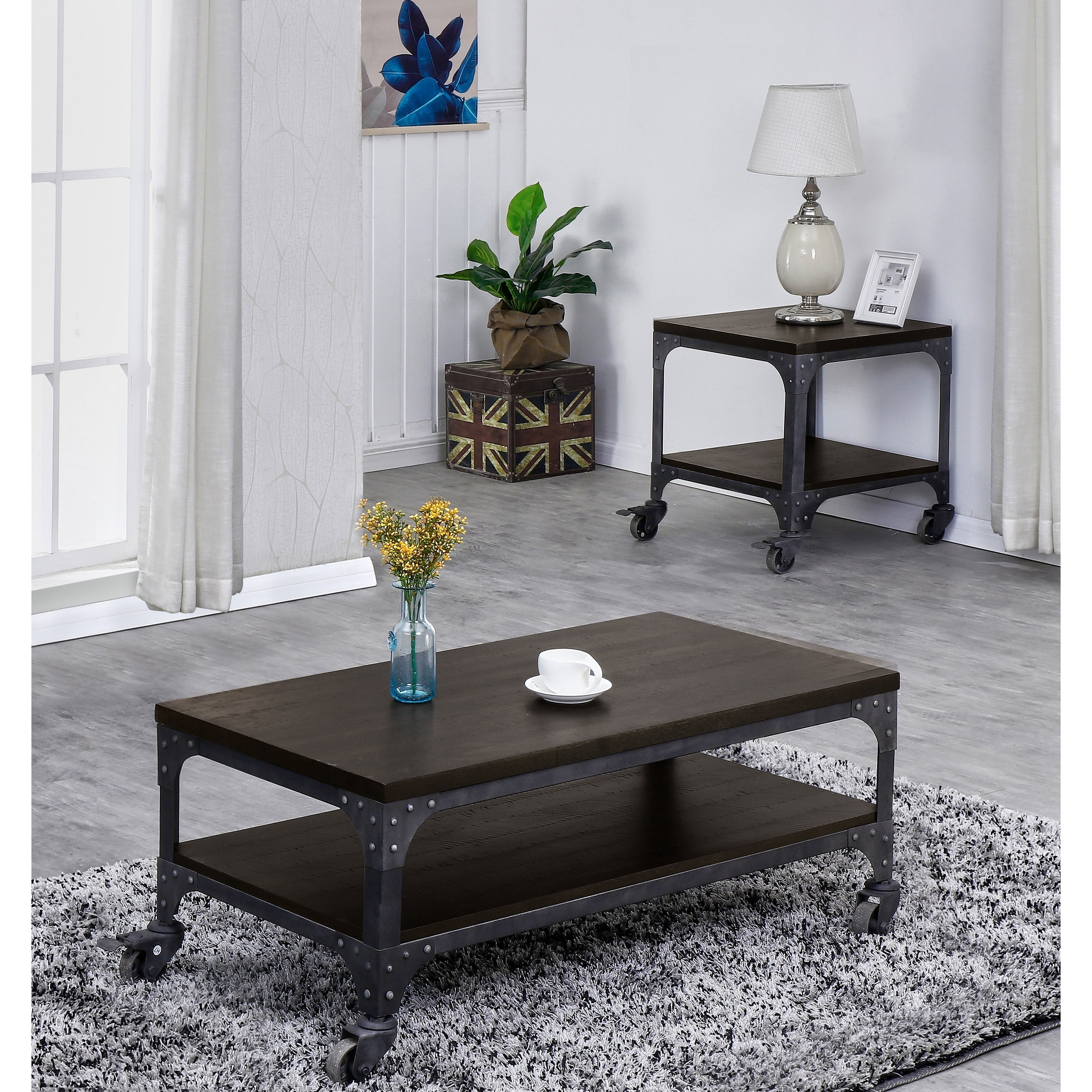 Best Quality Furniture Industrial 2-piece Coffee and End Table Set - Mycitystee