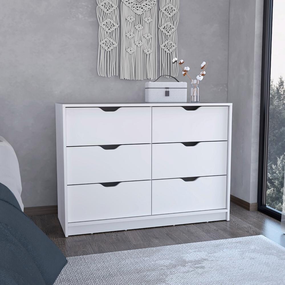 4 Drawers Dresser; 2 Cabinets -White， Suitable for Bedroom， Living Room， Dining Room， Items Storage Helper - - 37776943 - Mycitystee