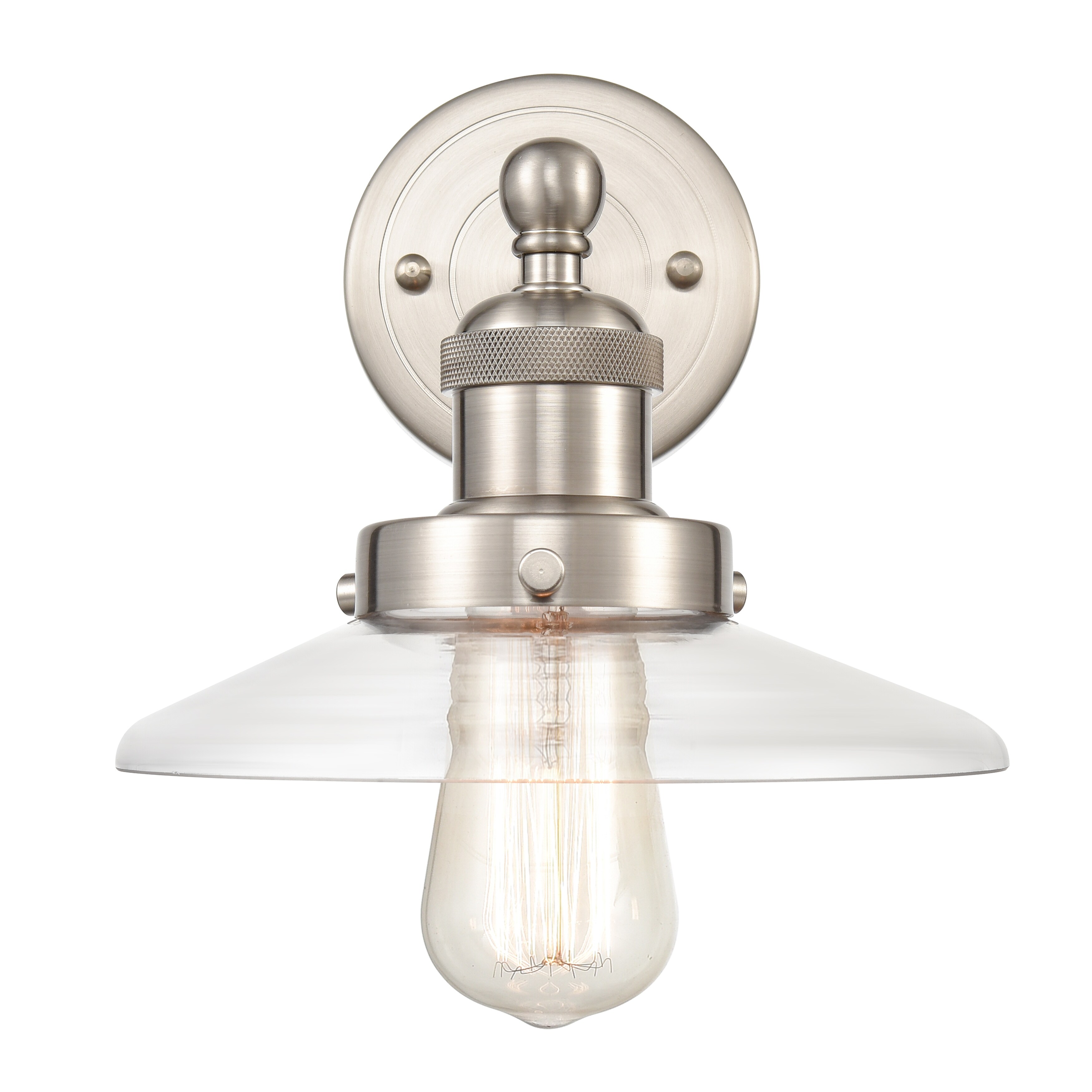 English Pub 8'' High 1-Light Sconce - Satin Nickel - Mycitystee