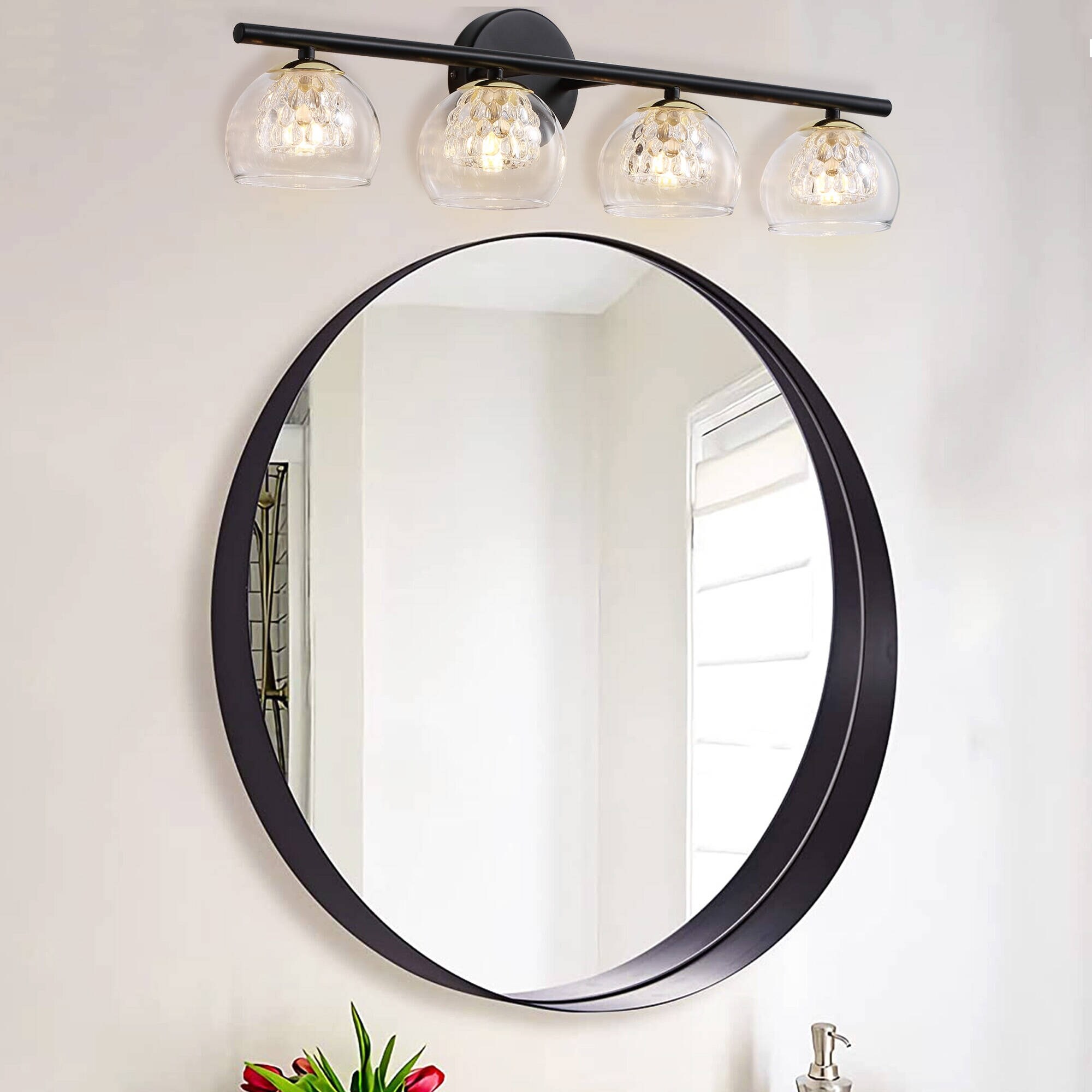 Bathroom Vanity Wall Sconce 4 Light Modern Crystal Glass - Mycitystee