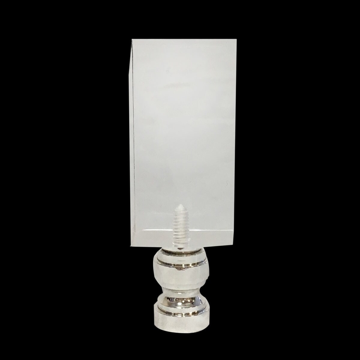 Royal Designs Clear Rectangular Cube Lamp Finial with Polished Silver Base - Mycitystee