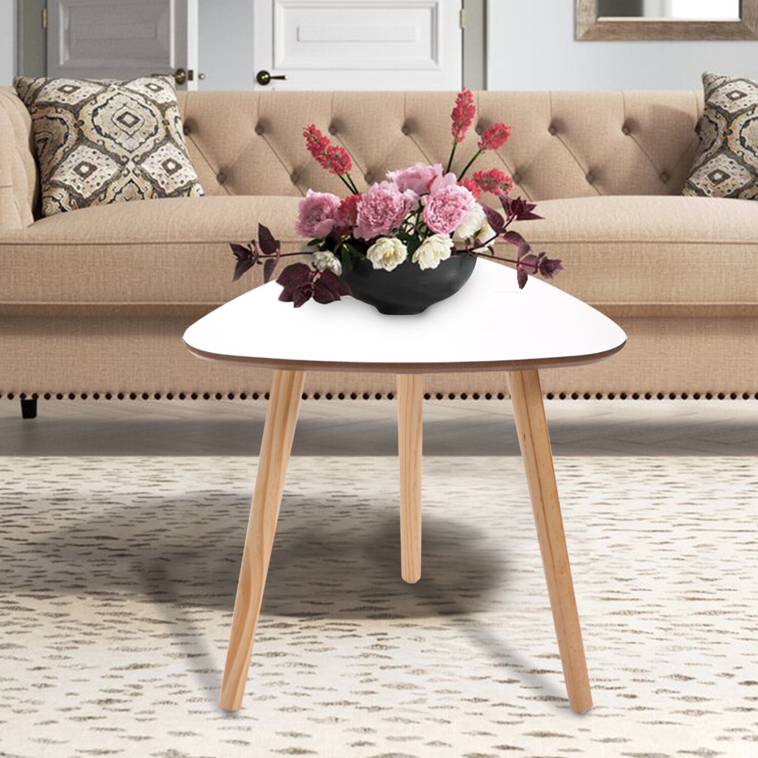 Triangular End-Table，White - Mycitystee