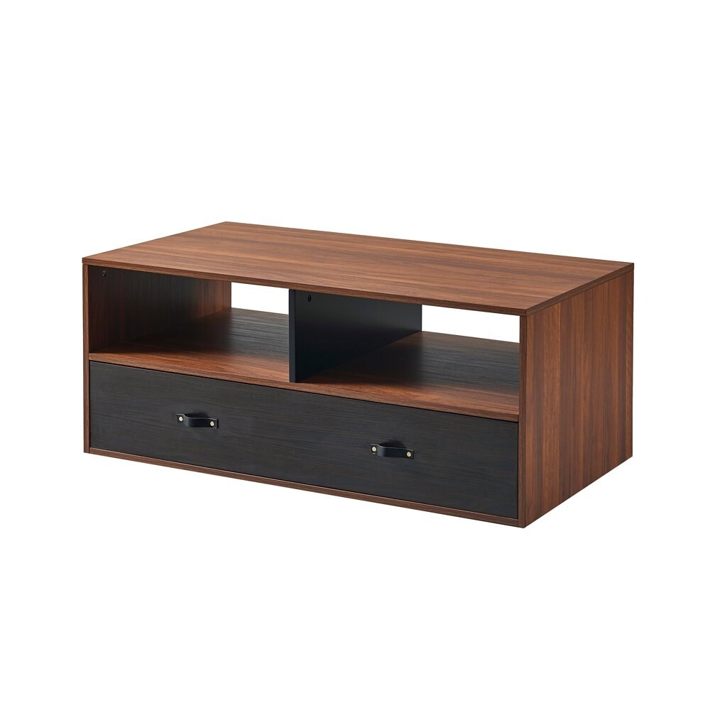 Henry Modern Wooden Coffee Table with Storage， Walnut - Mycitystee