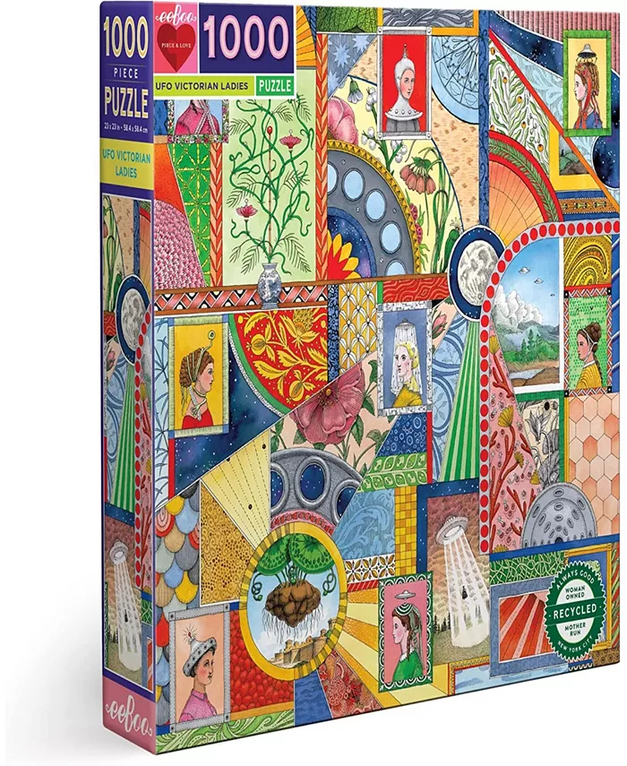 Eeboo Piece and Love UFO Victorian Ladies 1000 Piece Adult Square Jigsaw Puzzle - Mycitystee