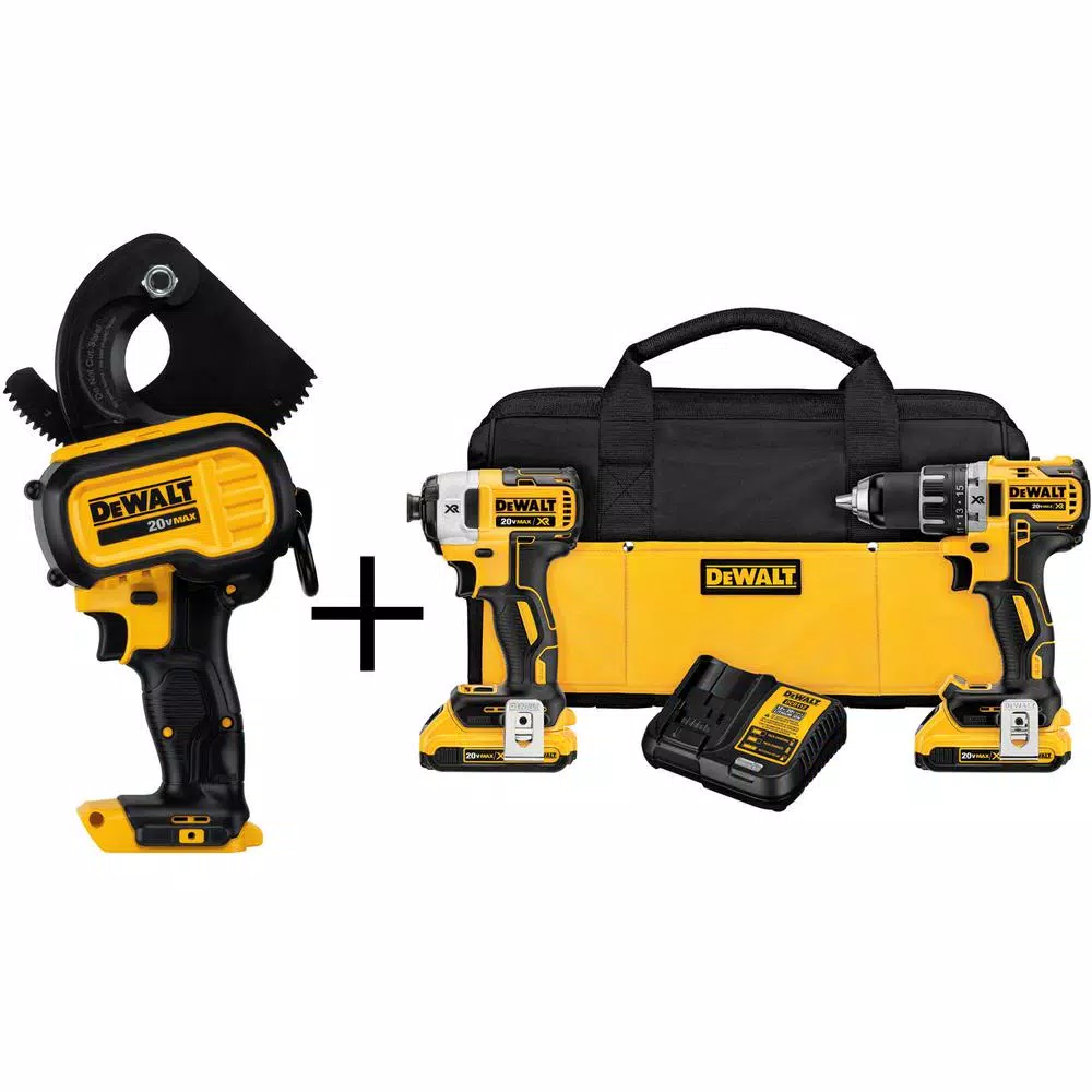 DEWALT 20-Volt MAX Cordless Electrical Cable Cutting Tool with 20-Volt MAX XR Brushless Drill/Impact Combo Kit (2-Tool) and#8211; XDC Depot - Mycitystee