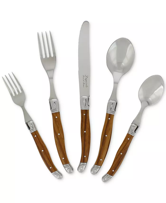 French Home Laguiole 20-Piece French WoodGrain Flatware Set， Service for 4 - Mycitystee