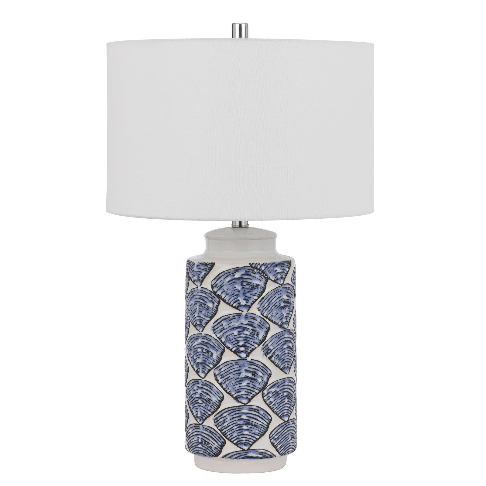 27 Inch Coastal Ceramic Table Lamp， Dimmer， Sea Shells， Blue - Mycitystee