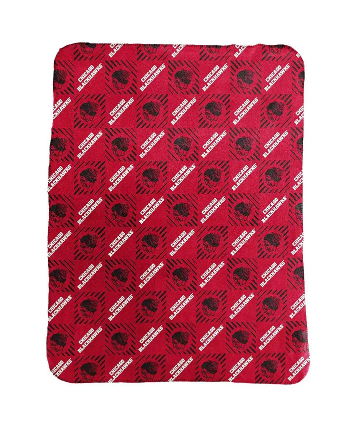 Logo Brands Chicago Blackhawks 60'' x 50'' Repeating Pattern Fleece Throw Blanket - Mycitystee