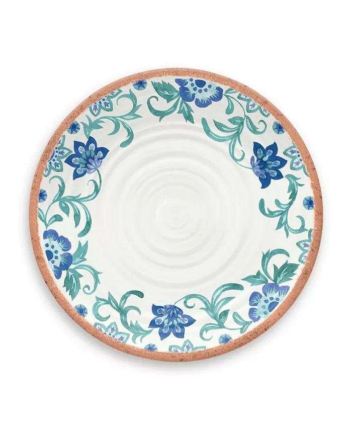 TarHong Rio Turquoise Floral Dinner Plate， 10.5