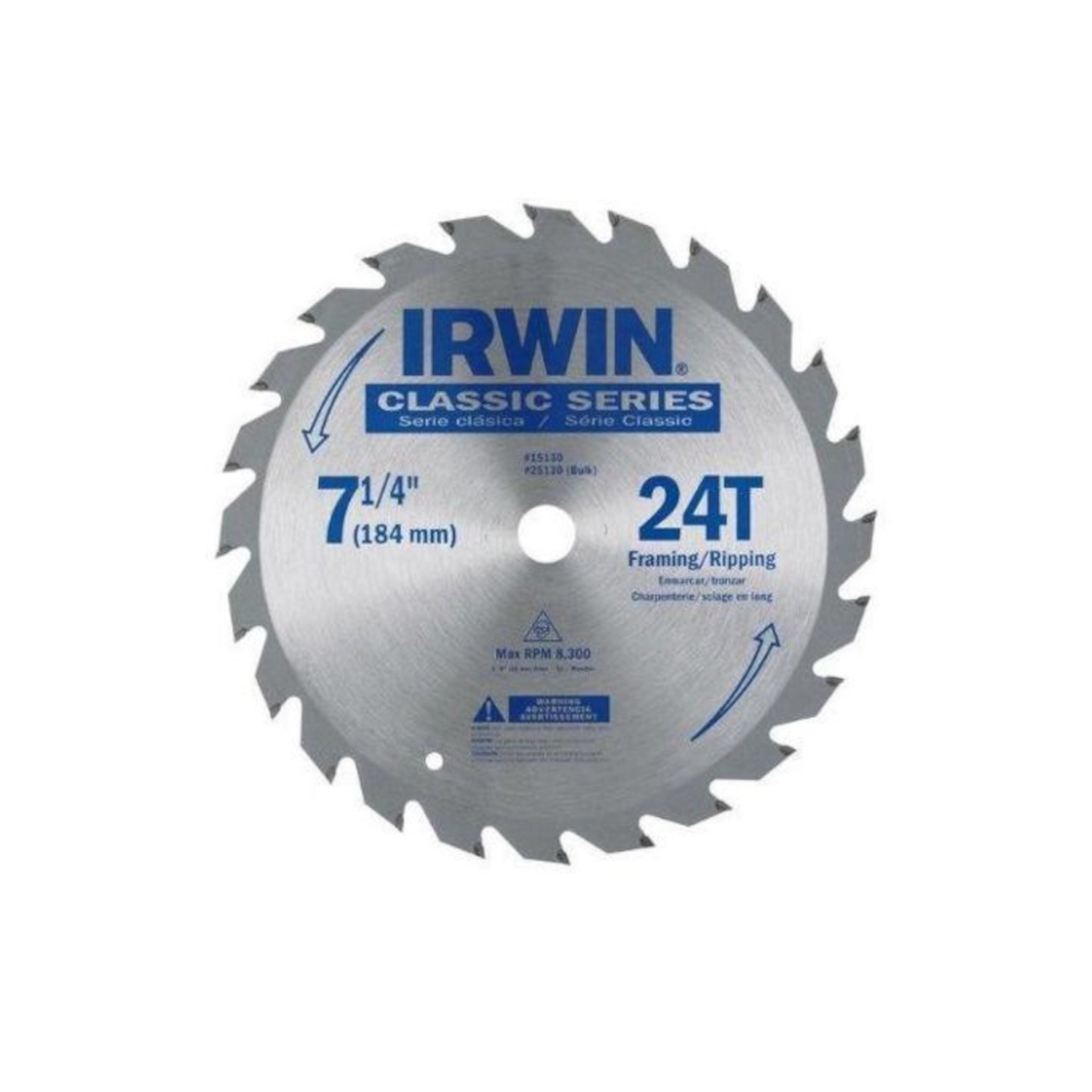Irwin 7-1/4 in. D X 5/8 in. Classic Carbide Circular Saw Blade 24 teeth 1 pk - Mycitystee