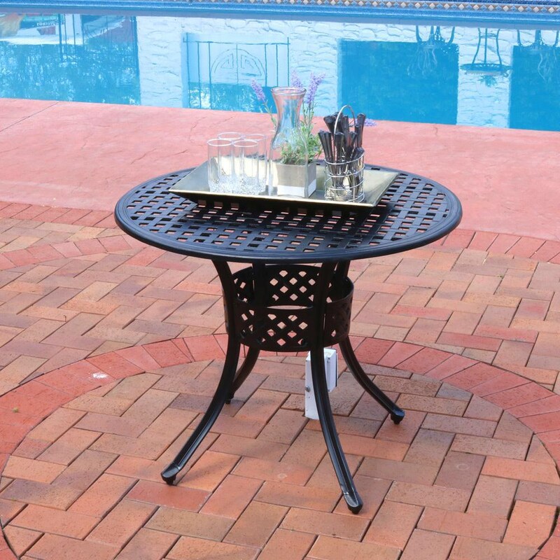Ultimate Patio 33-Inch Black Cast Aluminum Round Dining Table - Mycitystee