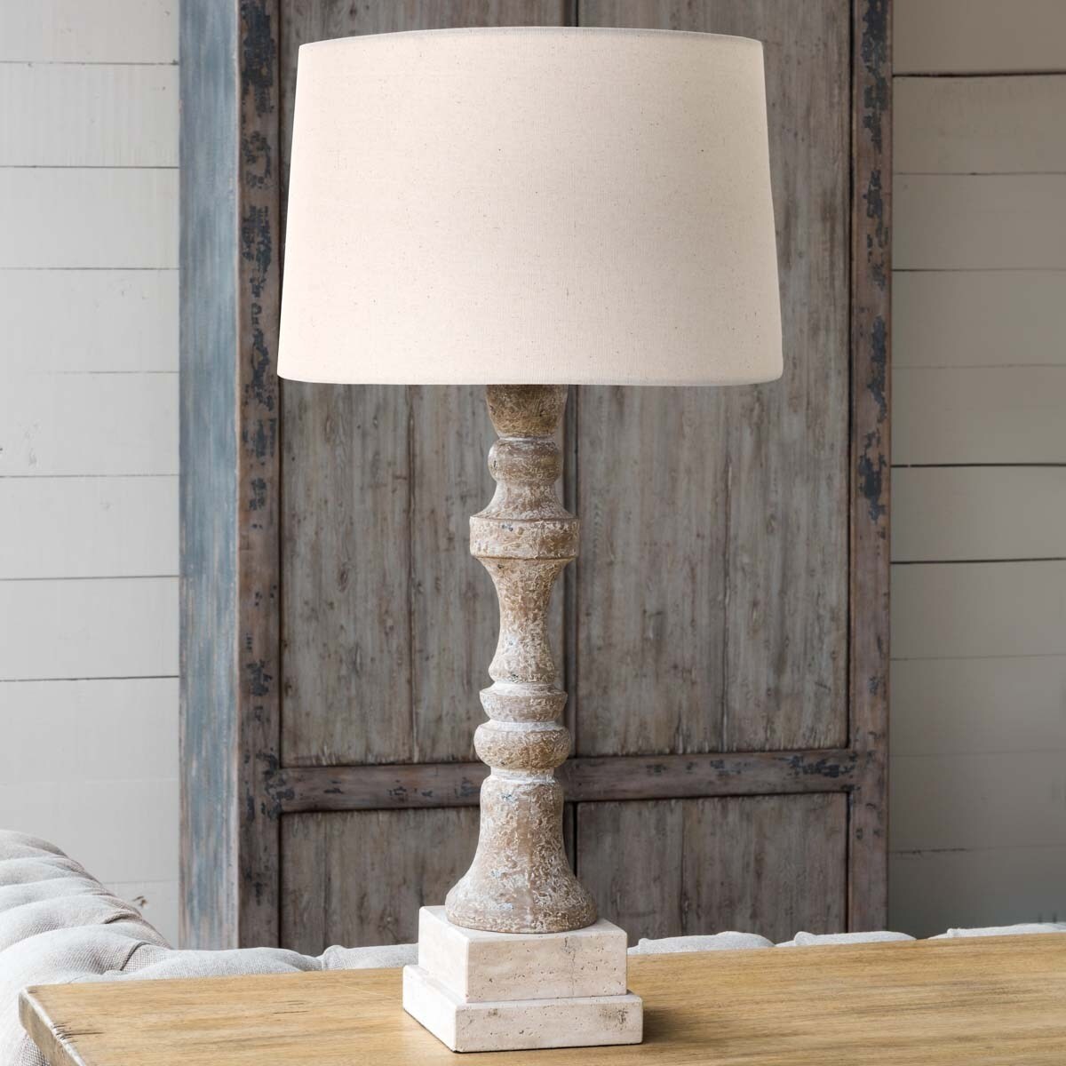 Spindle and Stone Lamp - 13.75