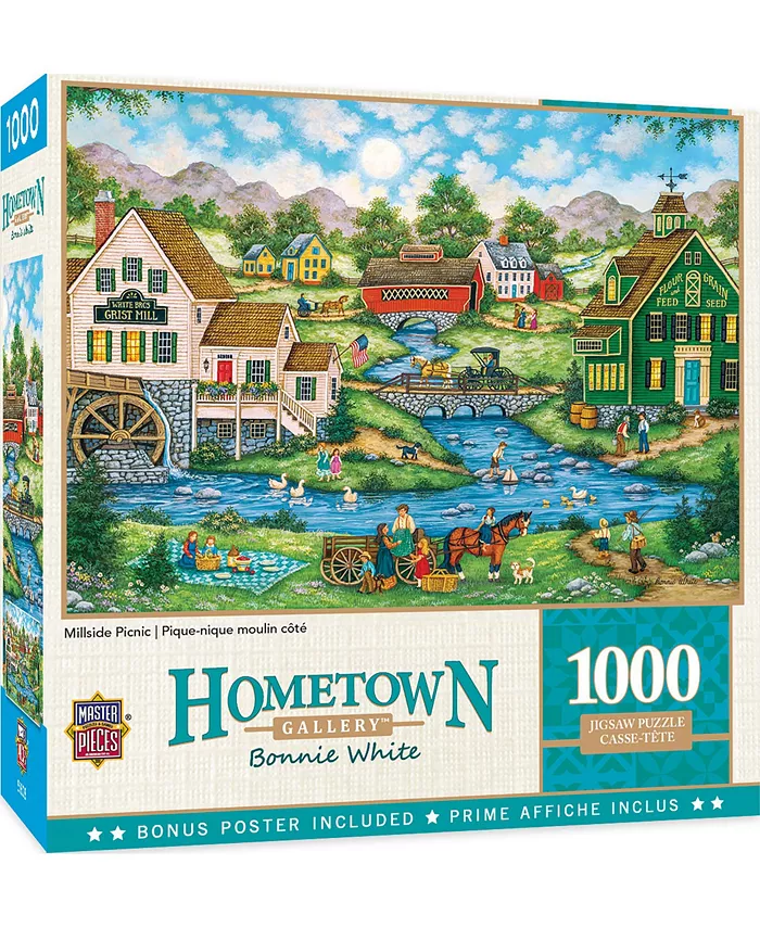 MasterPieces Puzzles Hometown Gallery - Millside Picnic 1000 Piece Puzzle - Mycitystee