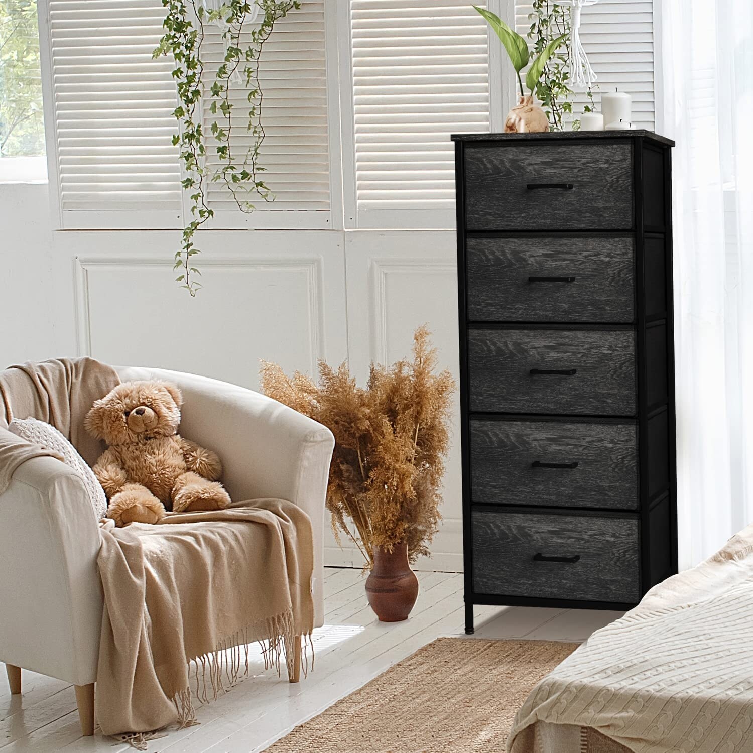 Dresser w/ 5 Drawers Furniture Tall Storage Organizer Unit for Bedroom - - 36805146 - Mycitystee