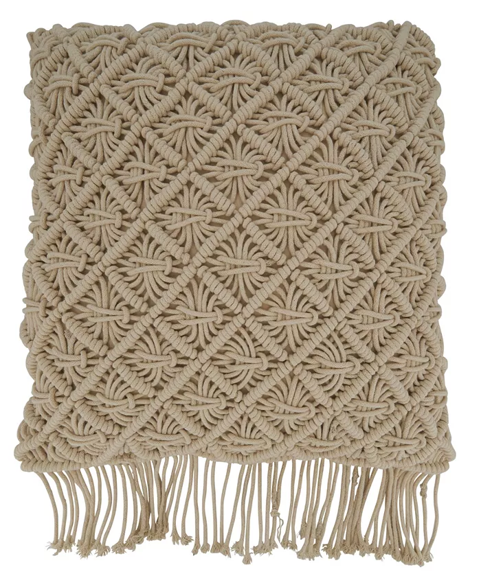 Saro Lifestyle Macrame Decorative Pillow， 20