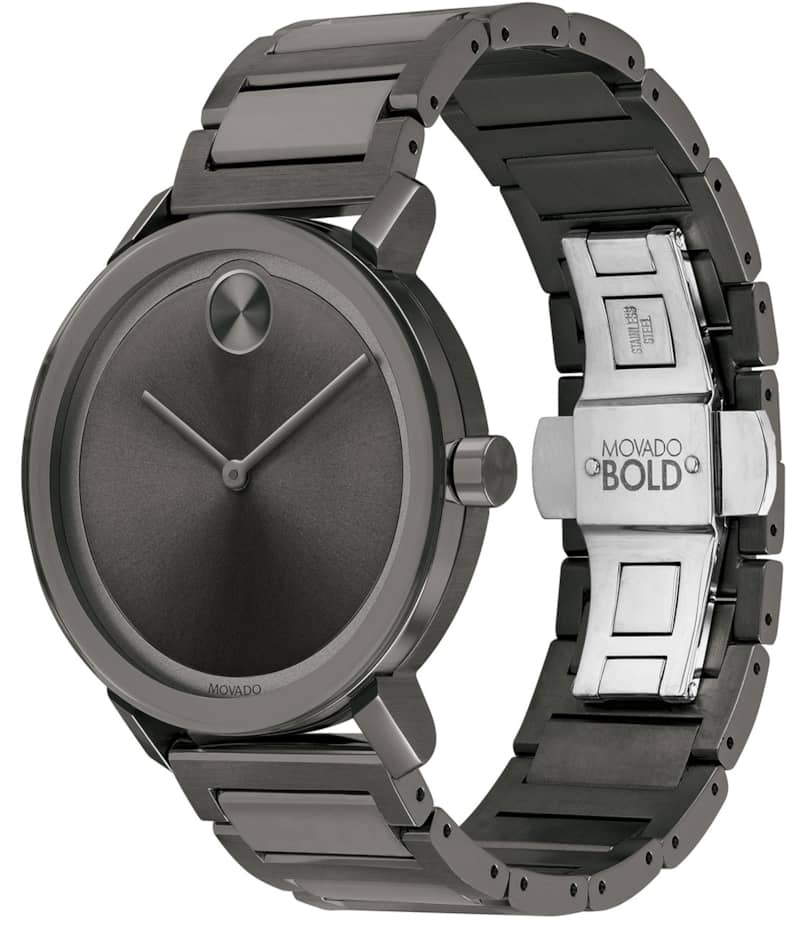 Movado BOLD Evolution Gunmetal Sunray Dial and Ion-Plated SS Link Bracelet Watch， 40mm - Mycitystee