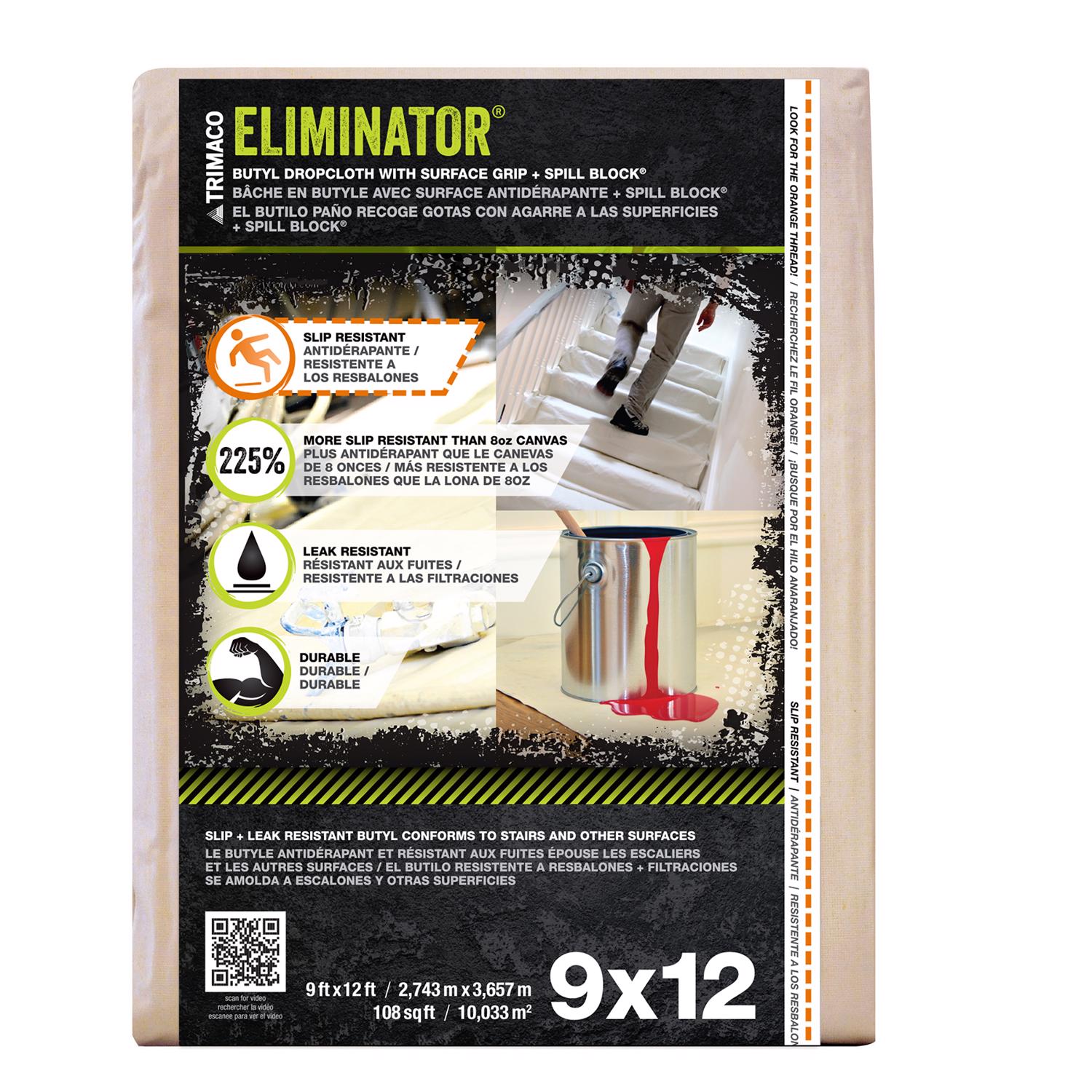 Trimaco Eliminator 9 ft. W X 12 ft. L Butyl Coated Drop Cloth 1 pk - Mycitystee