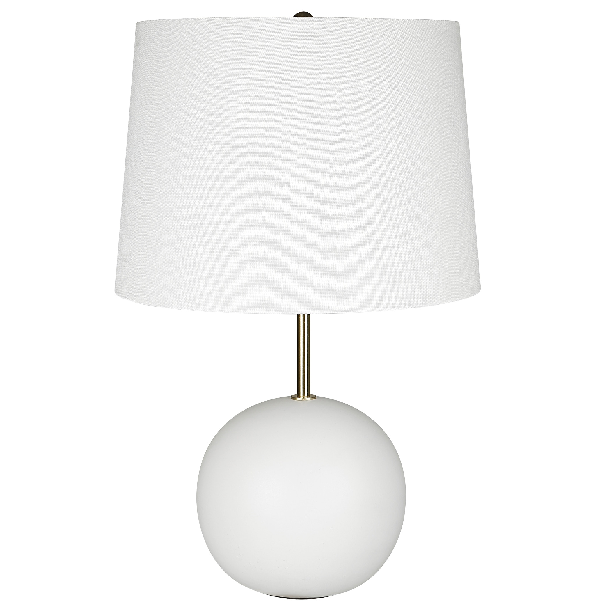 22 Inch Ceramic Table Lamp， Sphere Base， White， Gold - Mycitystee