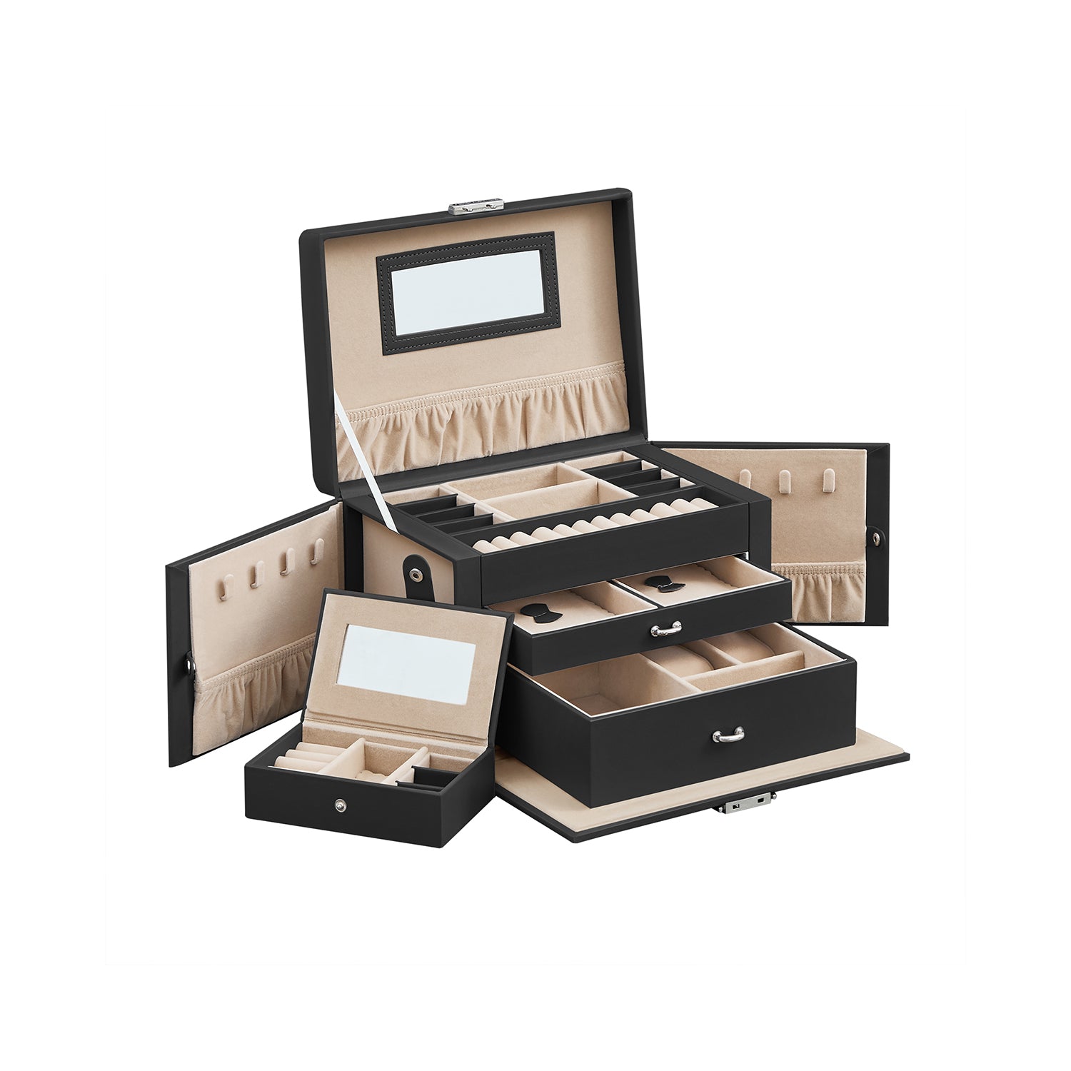 SONGMICS Jewelry Box with 2 DrawersBlack - Mycitystee