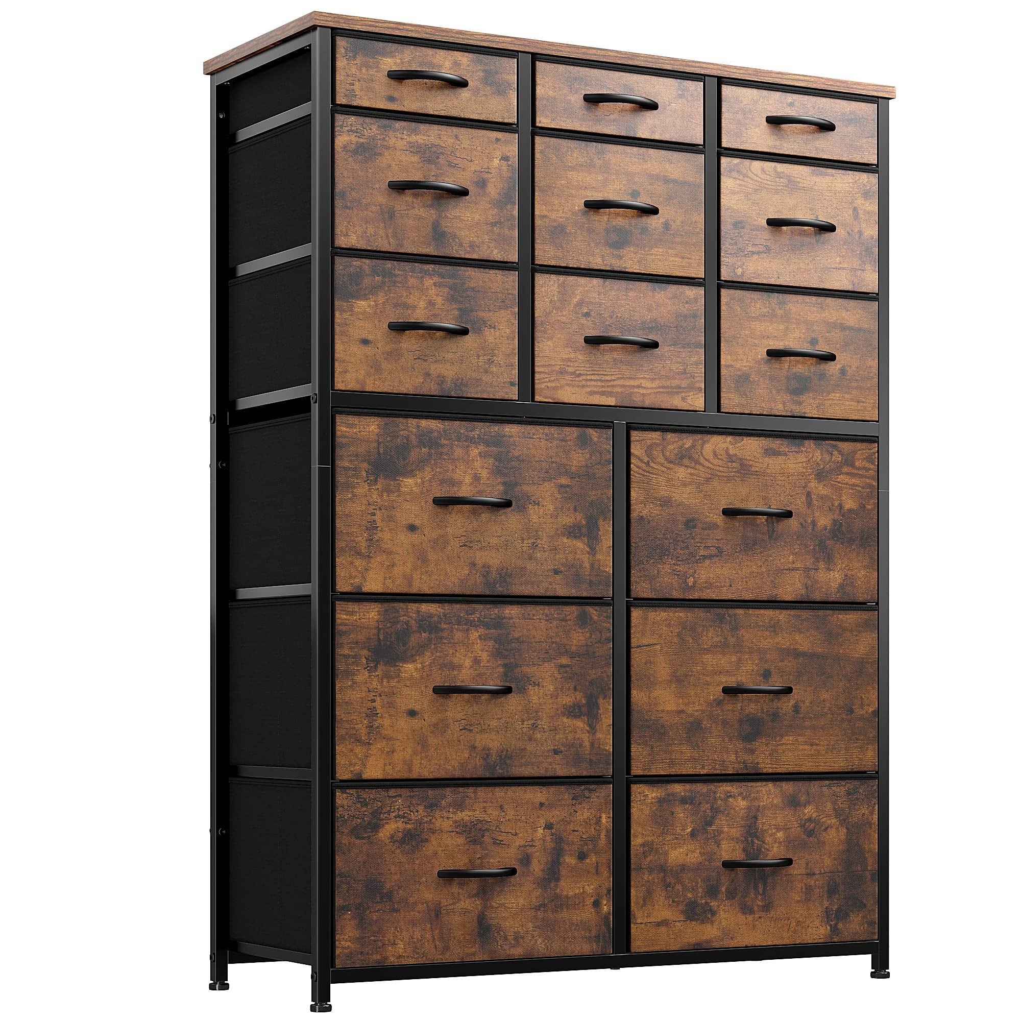 Dresser for Bedroom with 15 Drawers， Tall Dressers for Bedroom with Wood Top and Metal Frame， Large Bedroom - as picture - - 37668970 - Mycitystee