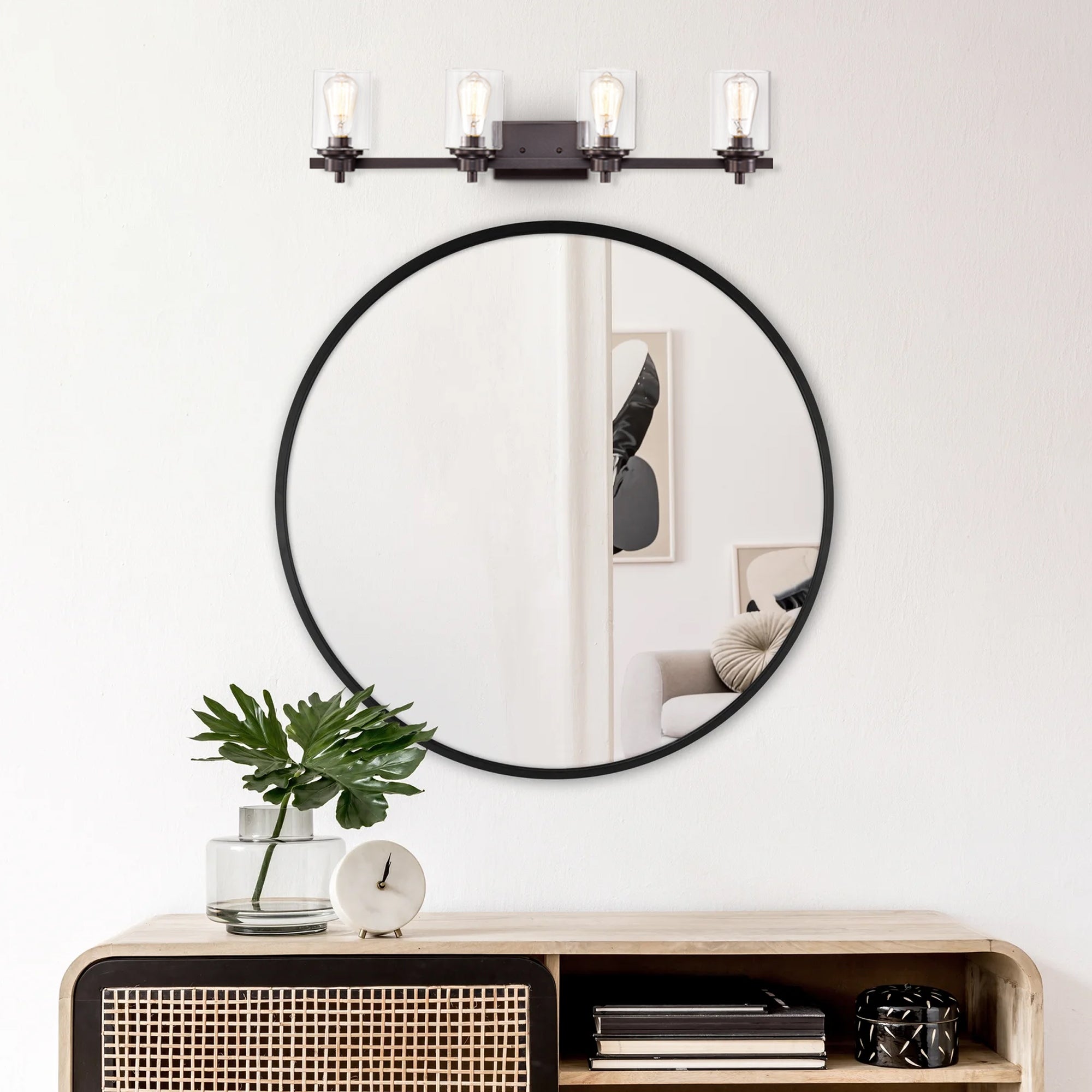4-Light Dimmable Bathroom Vanity-Light with Clear Glass - 4