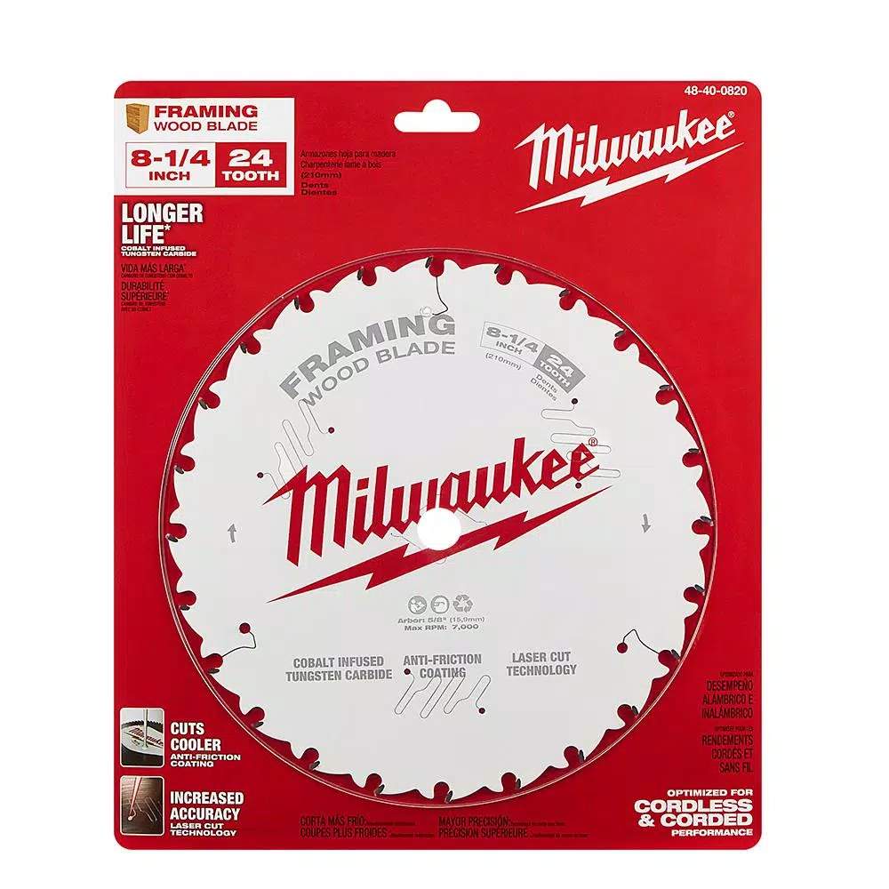 Milwaukee 8-1/4 in. x 24-Tooth Framing Circular Saw Blade and#8211; XDC Depot - Mycitystee
