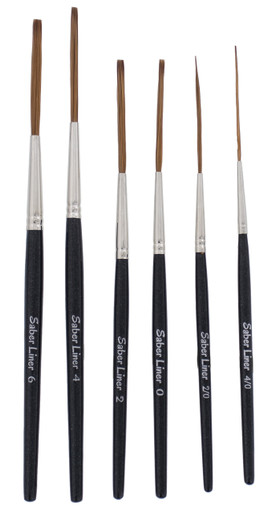 Andrew Mack Brush Von Dago Saber Liner Set of 6 Sizes 4/0-6 - Mycitystee