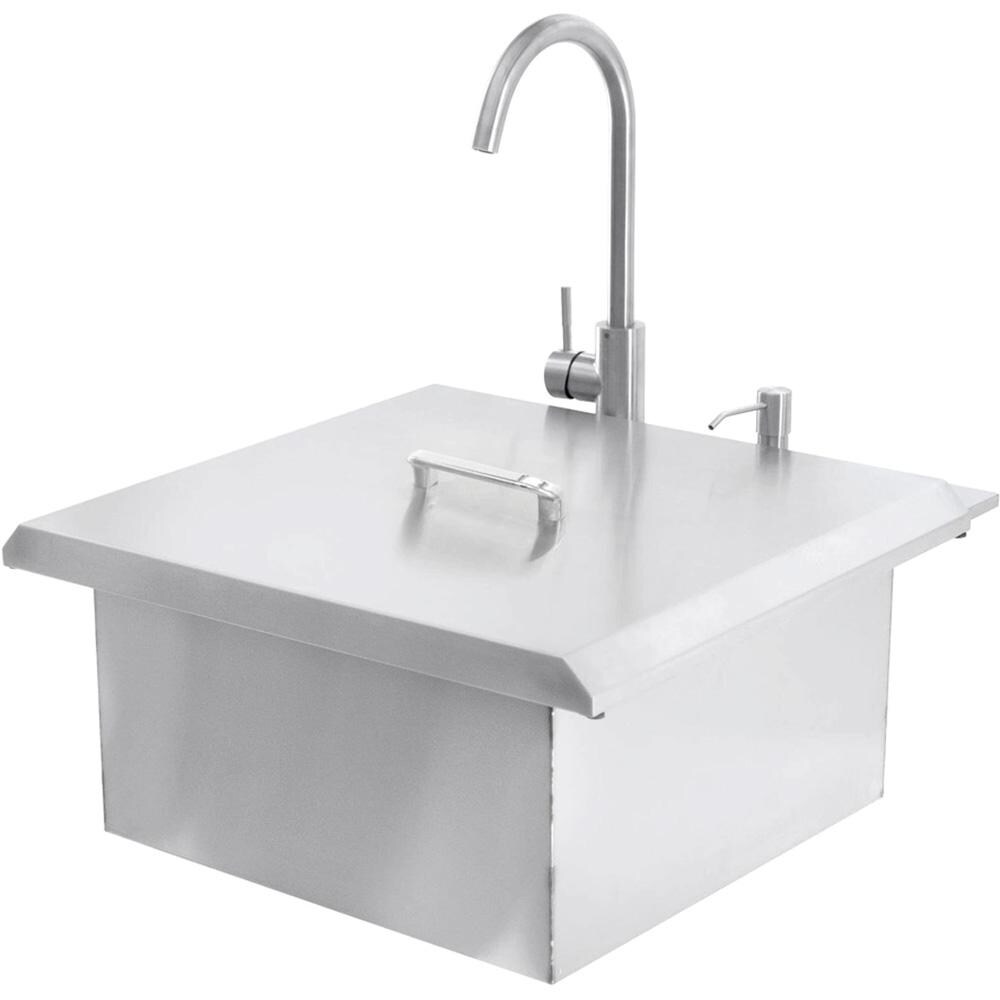 Signature 21-Inch Outdoor Rated Stainless Steel Drop-In Sink With Hot/Cold Faucet - Mycitystee