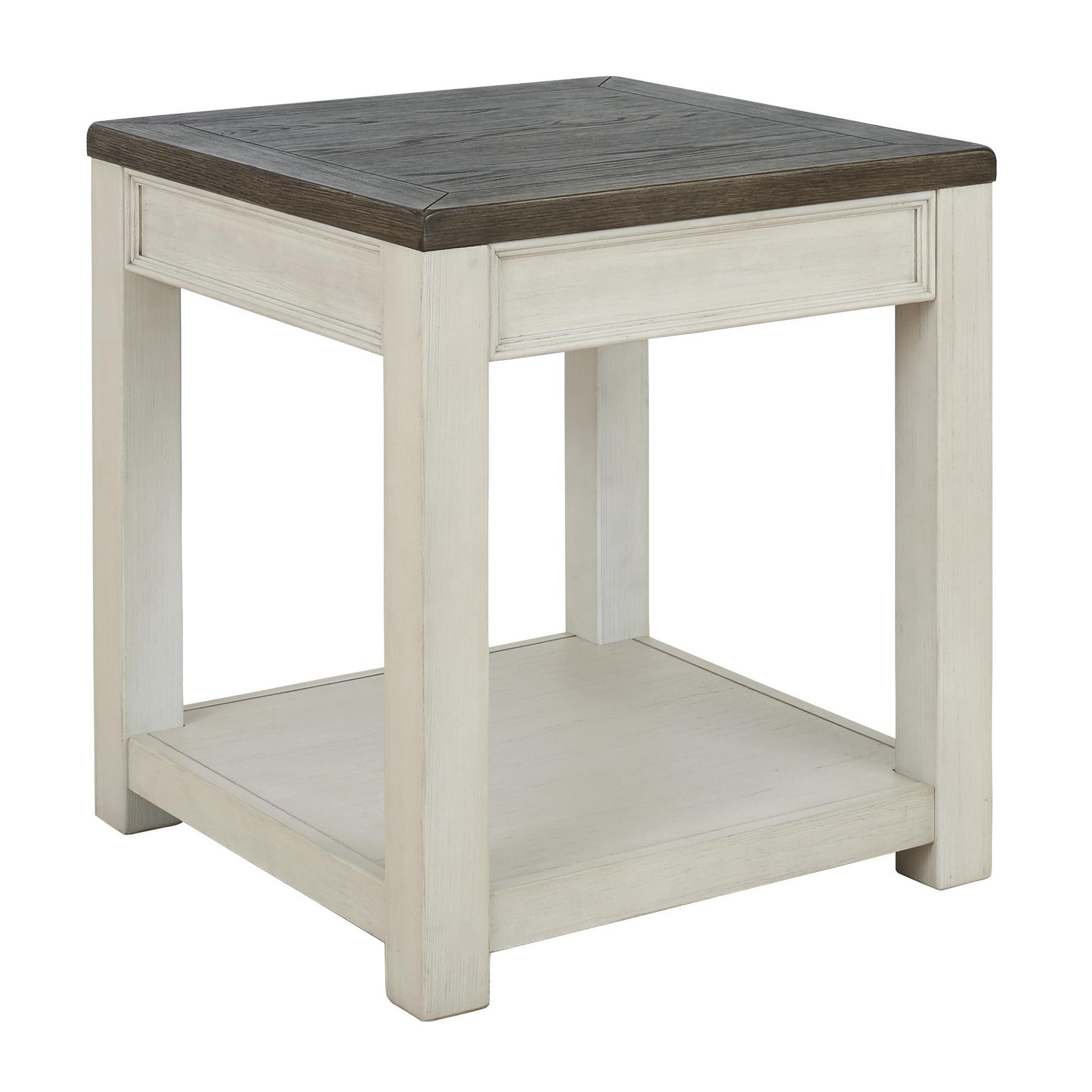 Square Wooden Frame End Table with Open Shelf， White and Brown - Mycitystee