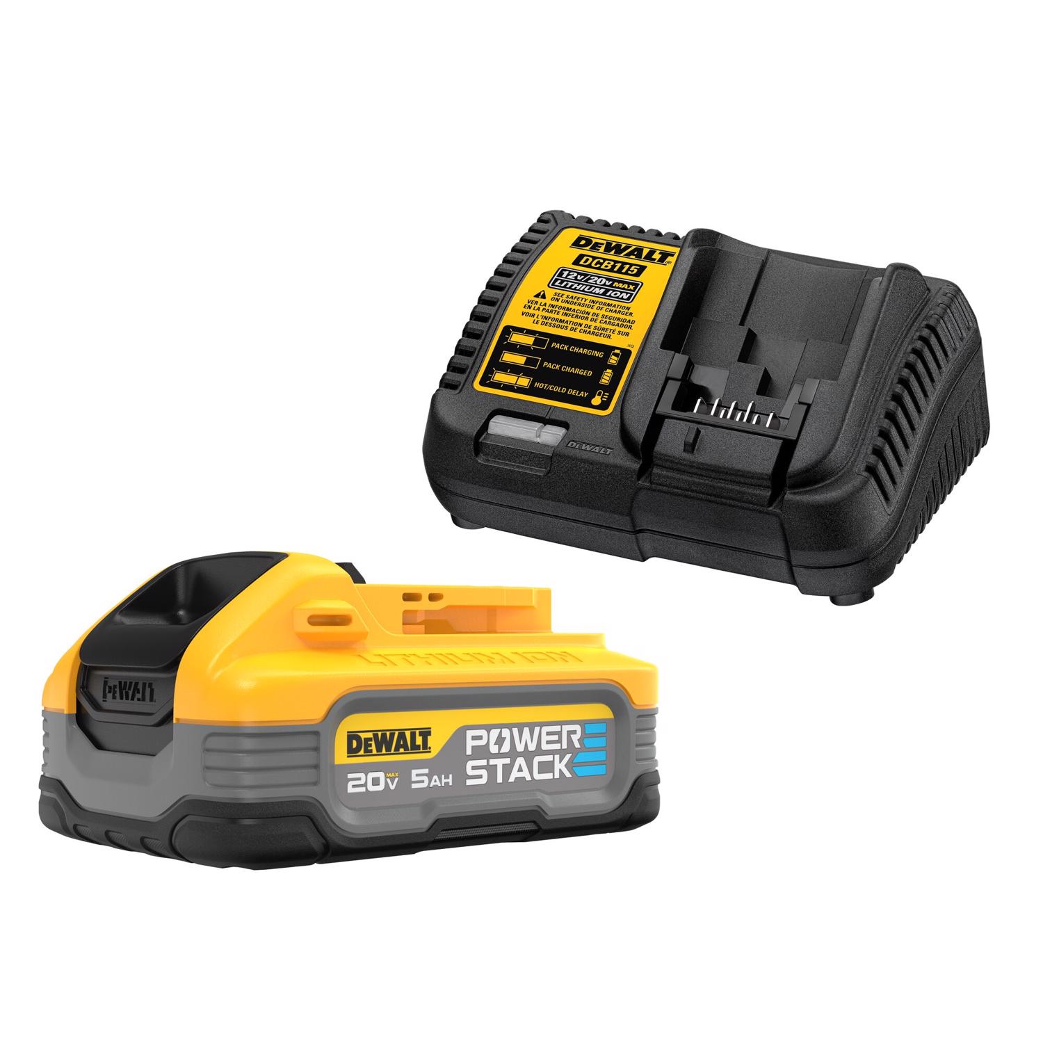 DeWalt 20V MAX POWERSTACK DCBP520C 20 V 5 Ah Lithium-Ion Battery and Charger Starter Kit - Mycitystee