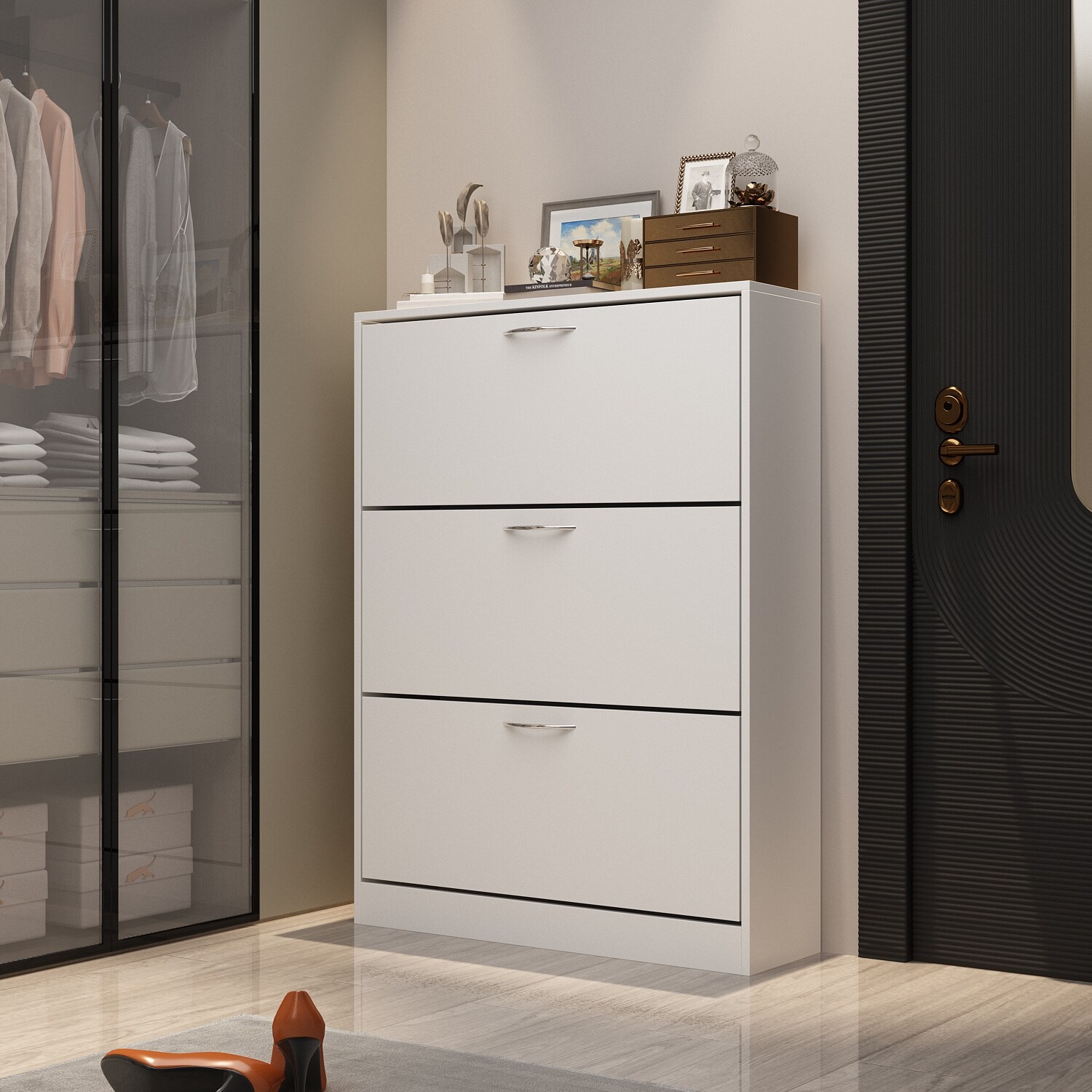 Shoe Cabinet Shoe Rack Storage Organizer with 3 Flip Drawers Entryway - - 36719390 - Mycitystee