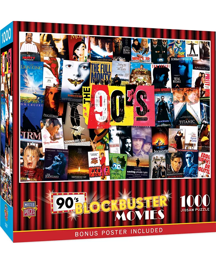 MasterPieces Puzzles Blockbuster Movies - 90's Blockbusters 1000 Piece Puzzle - Mycitystee