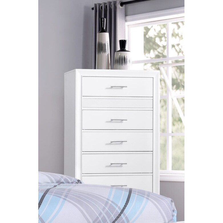 Norah 5-Drawer Chest with Metal Handles， White - - 37895431 - Mycitystee