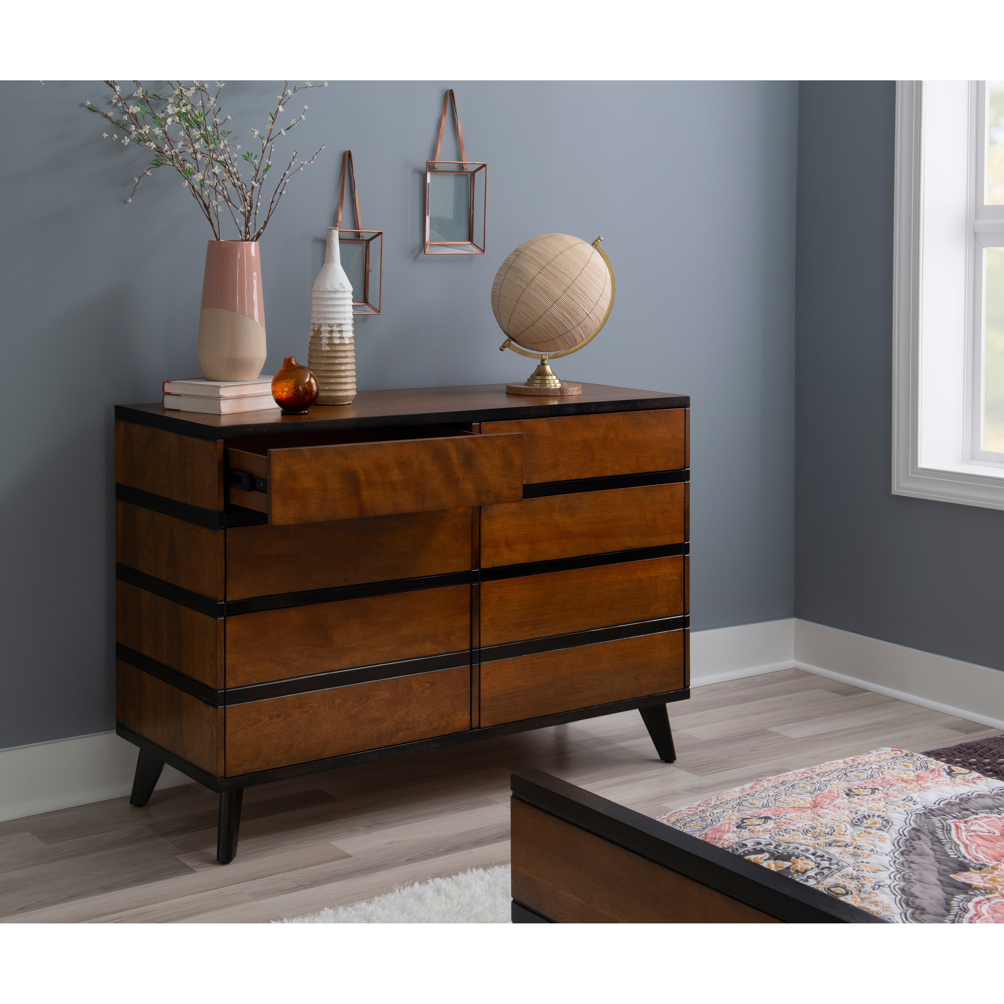 Mid Century Six Drawer Two-Toned Dresser Chest - - 36905478 - Mycitystee