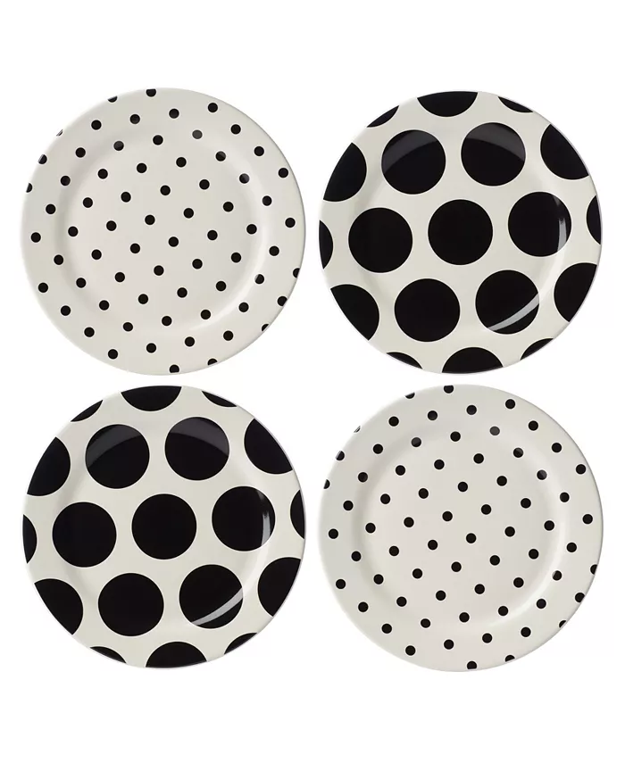 Kate Spade on the Dot Assorted Accent Plates 4 Piece Set， Service for 4 - Mycitystee