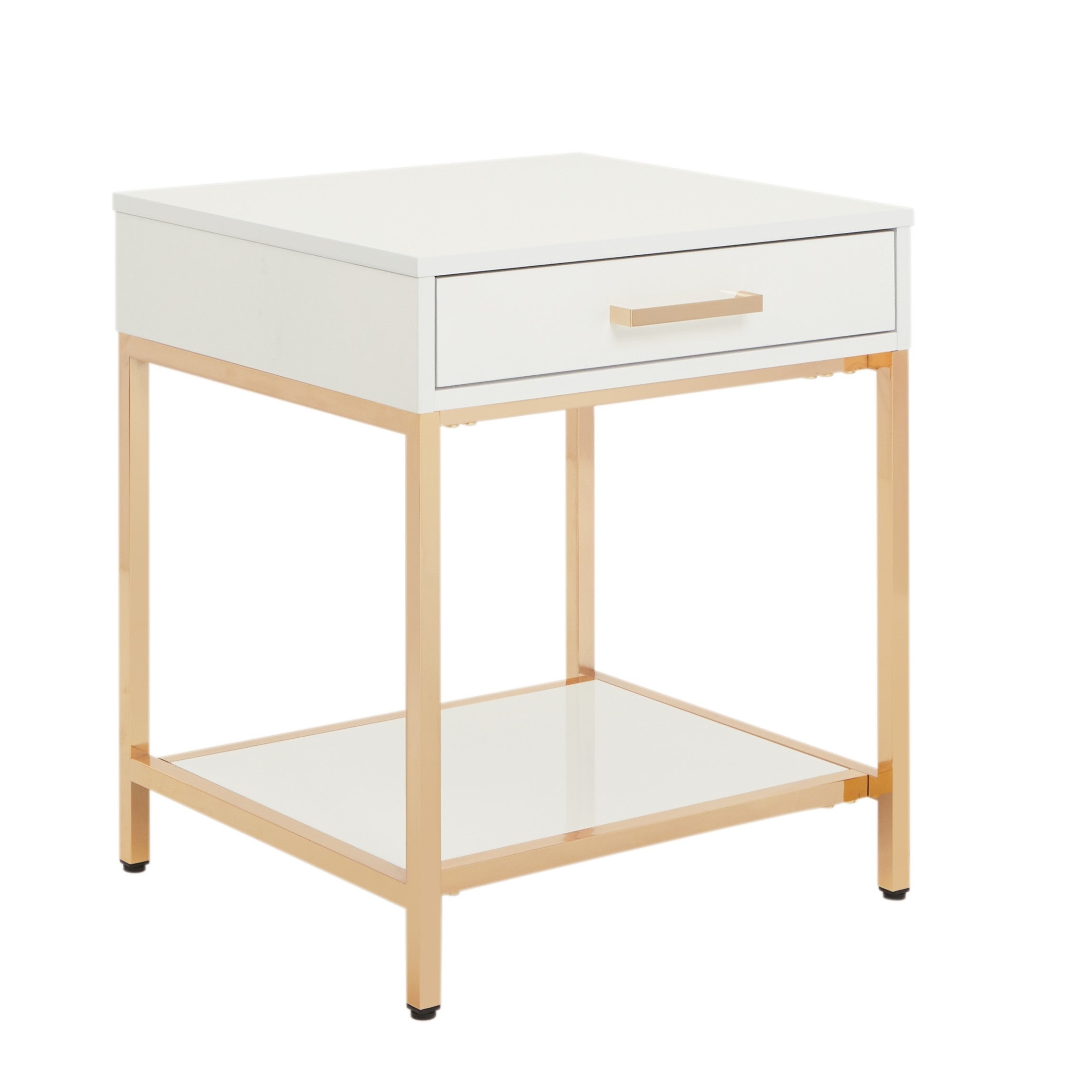 Silver Orchid Evans Glossy White End Table - Mycitystee