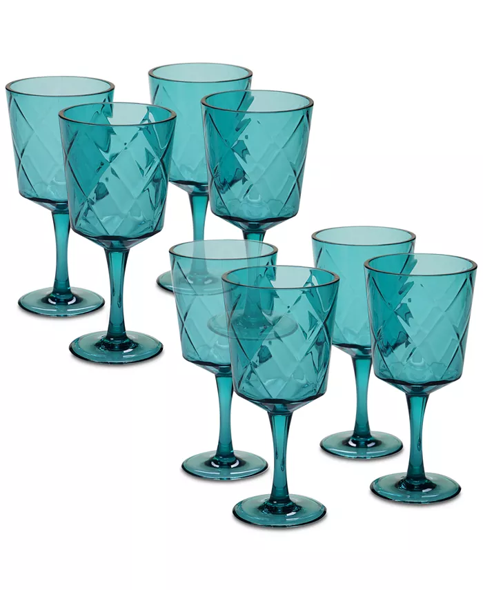 Certified International Teal Diamond Acrylic 8-Pc. All-Purpose Goblet Set - Mycitystee