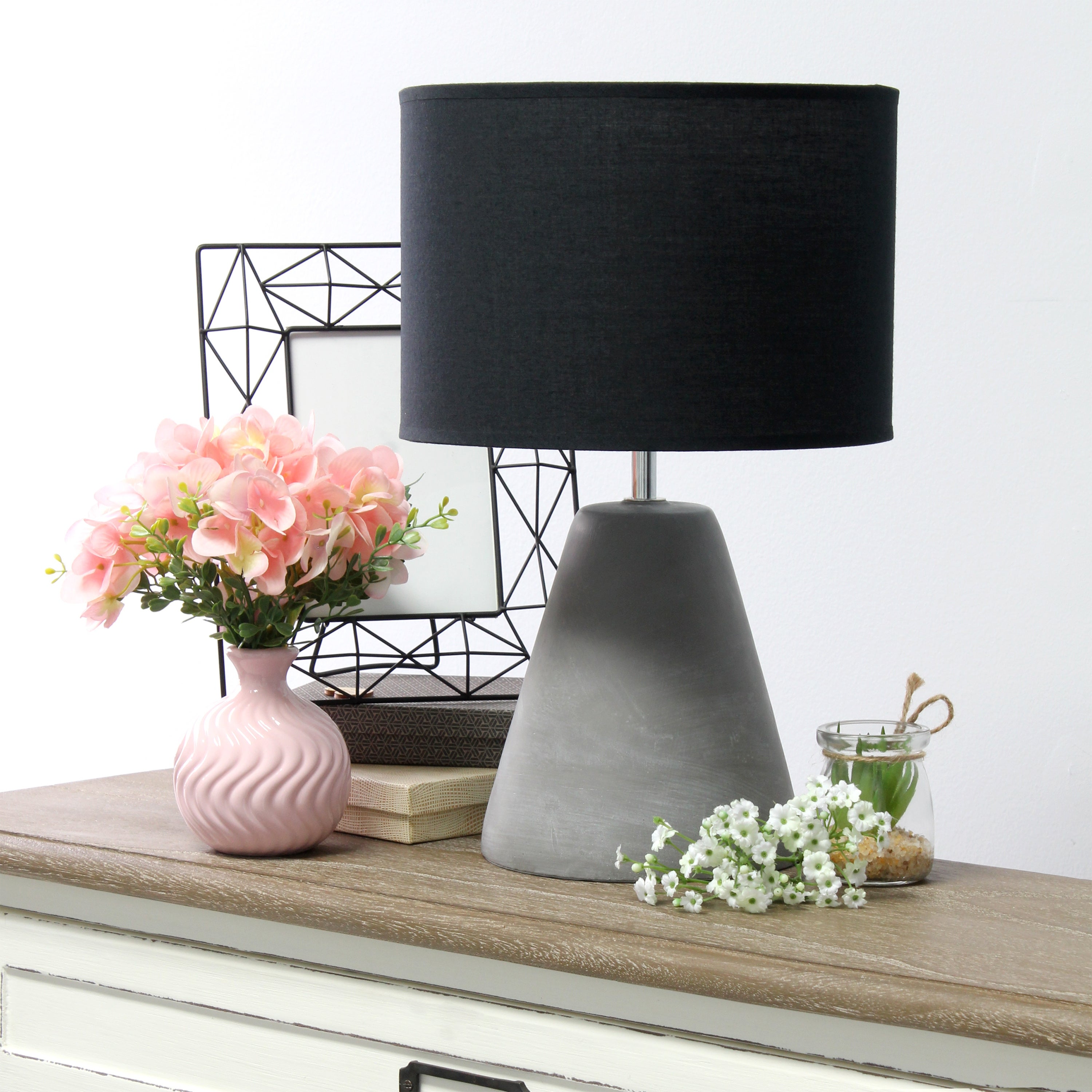 Simple Designs Pinnacle Concrete/Fabric Table Lamp - Mycitystee