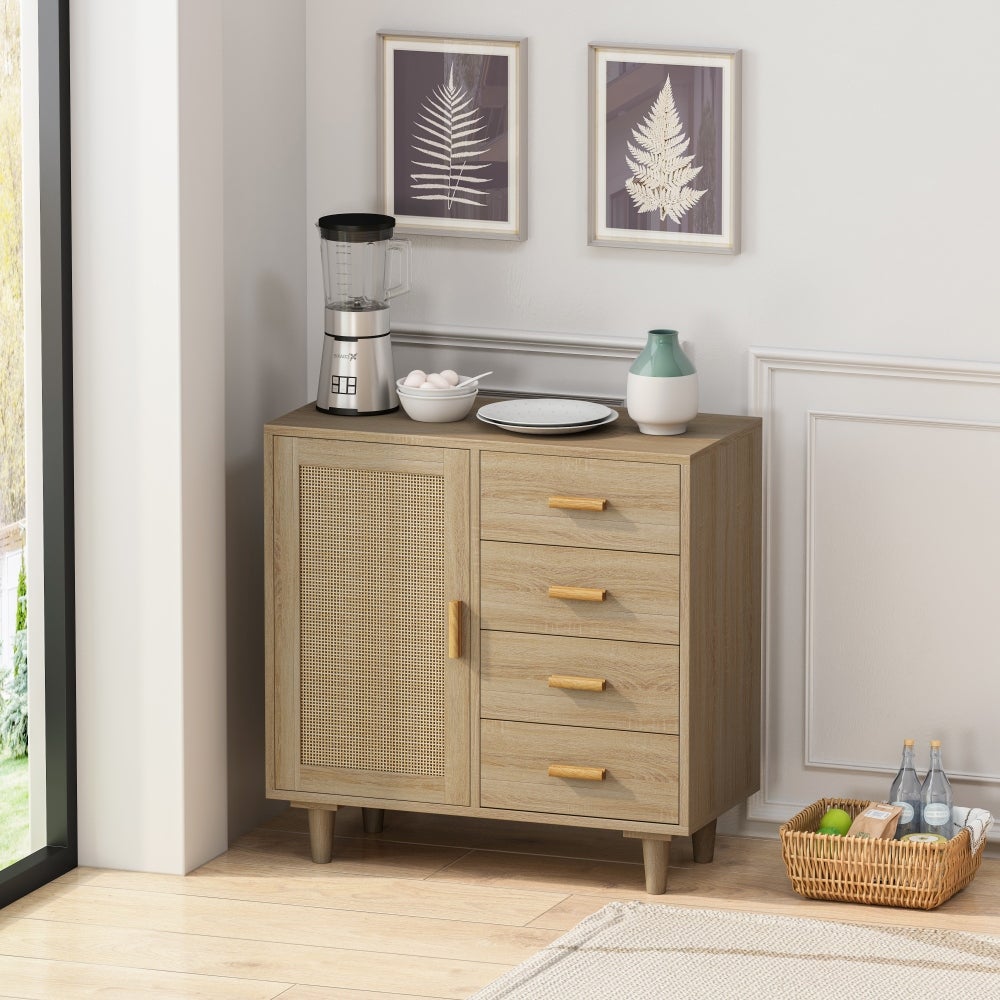31.5 inch Rattan Storage Cabinet Rattan Drawer with 4 Drawers - - 37908933 - Mycitystee
