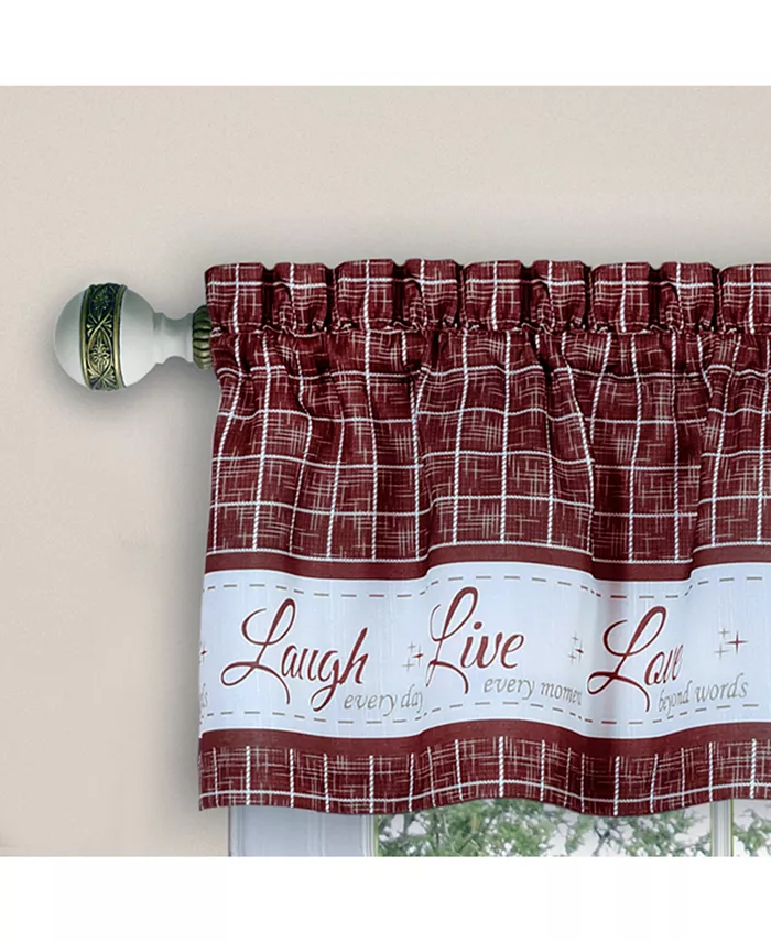 Achim Live， Love， Laugh Window Curtain Tier Pair and Valance Set， 58x36 - Mycitystee