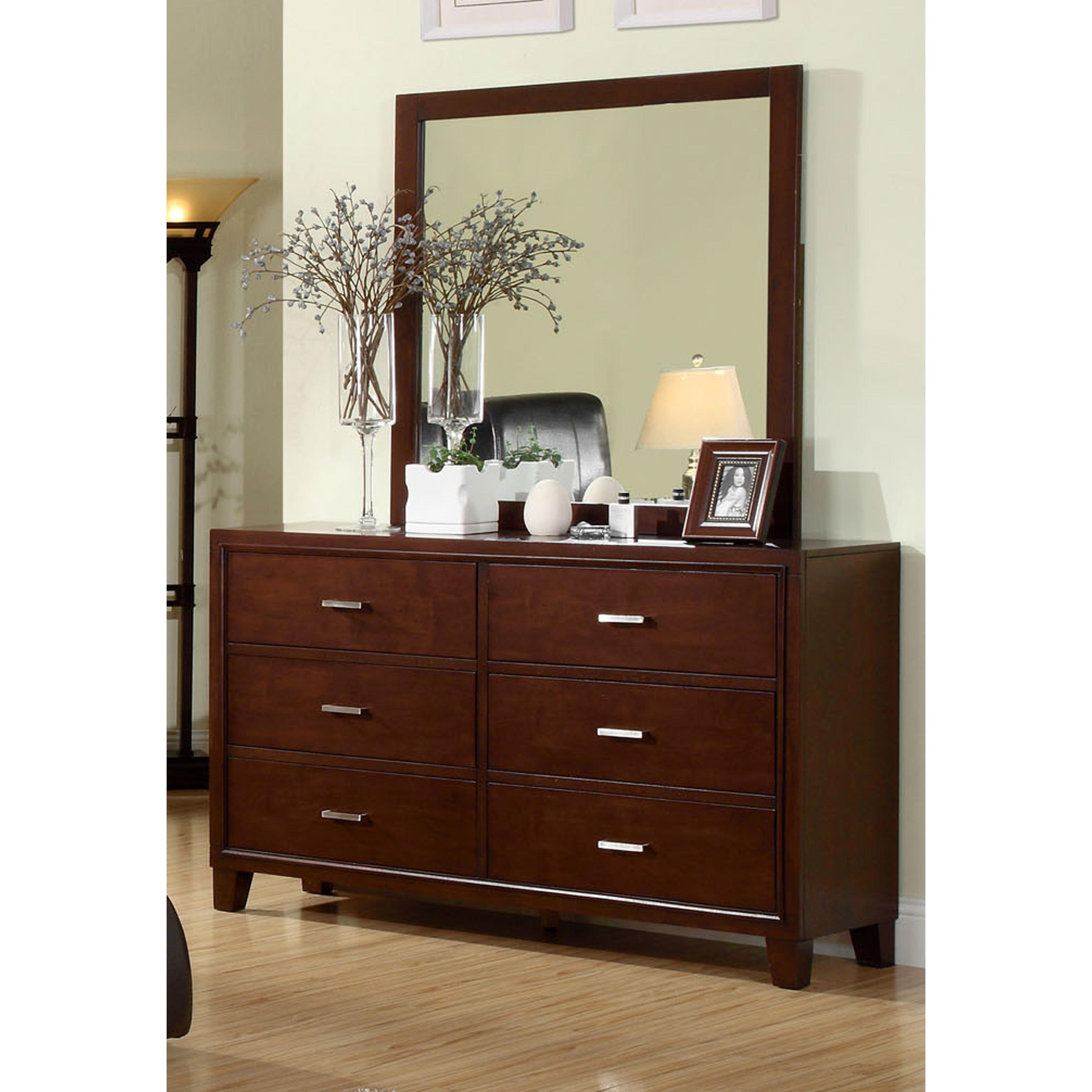 Furniture of America Malt Cherry 40-inch 2-piece Dresser and Mirror Set - - 6674629 - Mycitystee