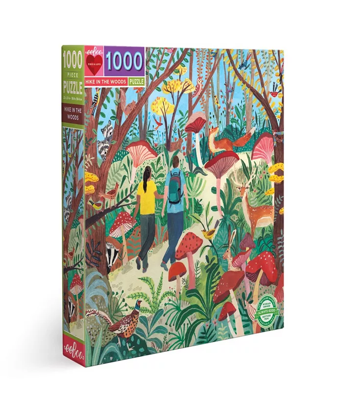 Eeboo Piece and Love Hike in the Woods Square Adult Jigsaw Puzzle Set， 1000 Piece - Mycitystee