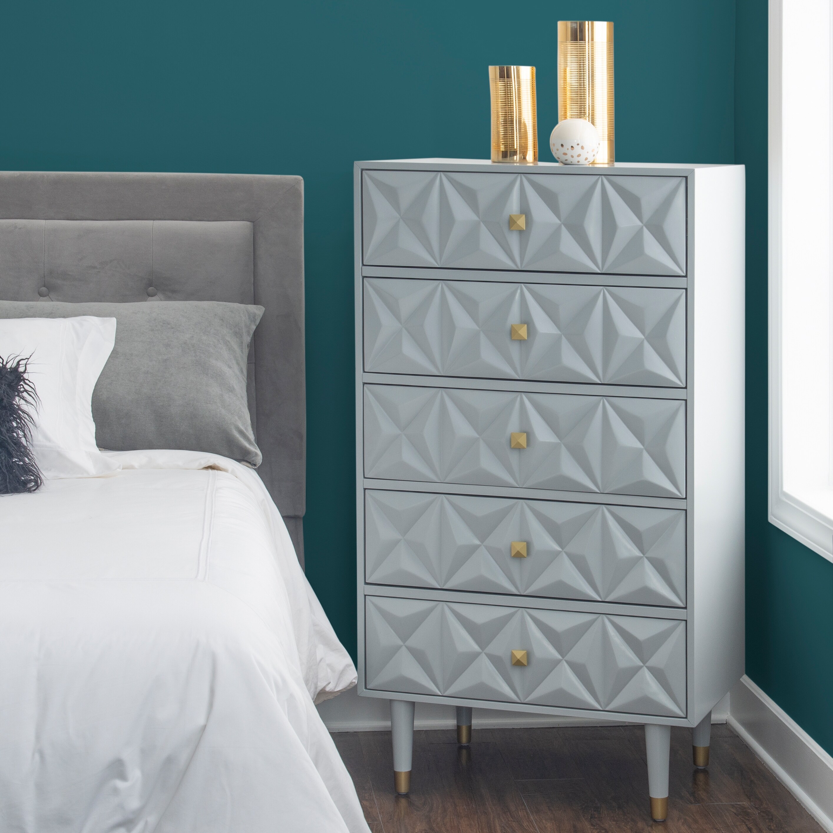 Bea Five Drawer Geo Dresser Chest - - 32427070 - Mycitystee