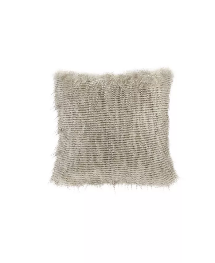 Gracie Mills Edina Faux Fur Square Pillow Natural 20x20