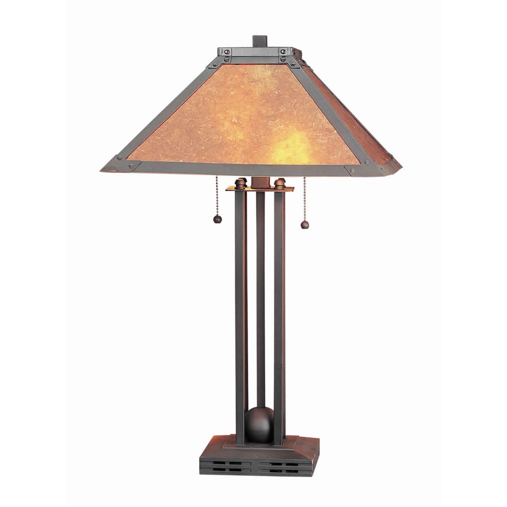 25 Inch Modern Ball Inlay Metal Body Table Lamp， Mica Shade， Bronze - Mycitystee