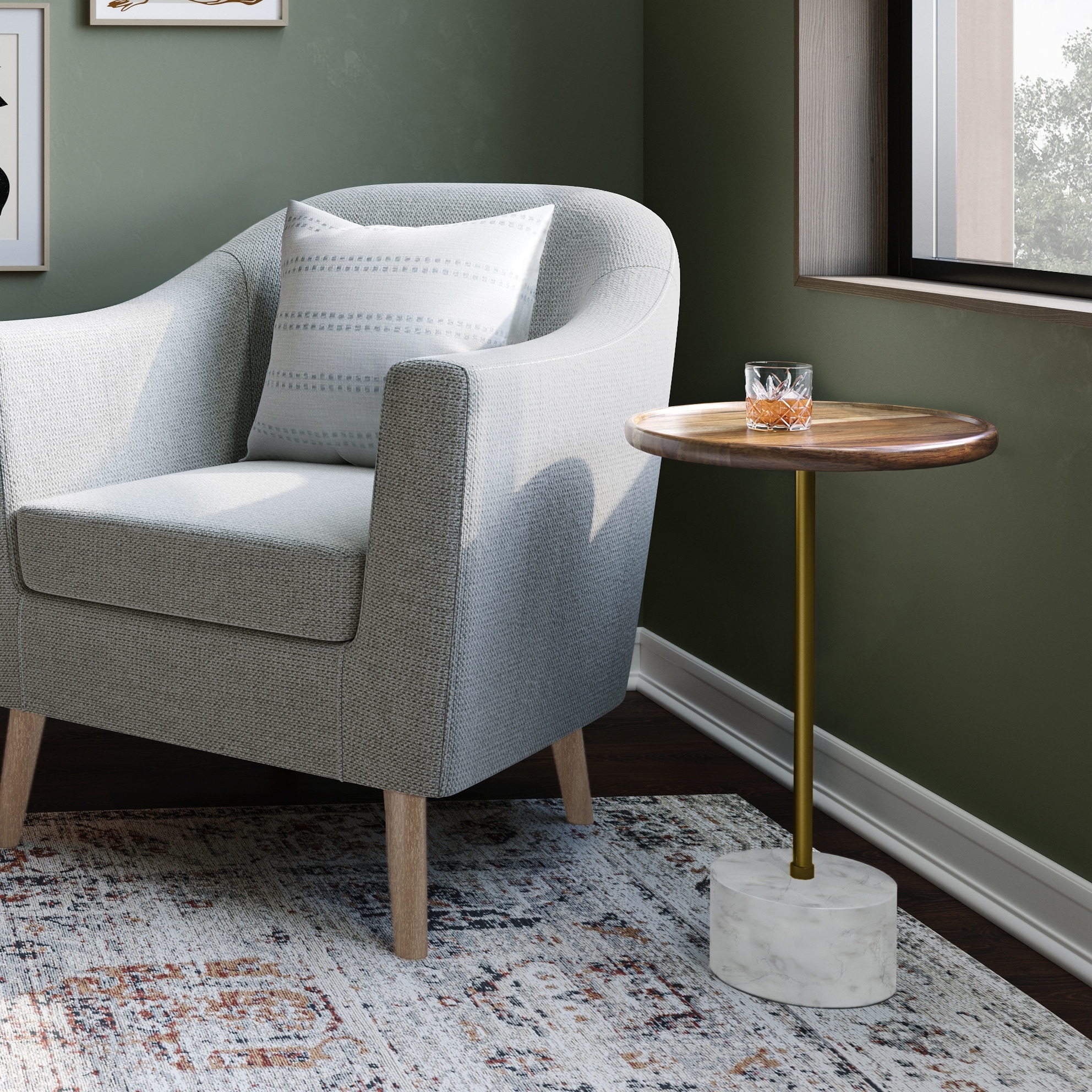 WYNDENHALL Straton Modern 15 inch Wide Metal Side Table in Natural - Mycitystee
