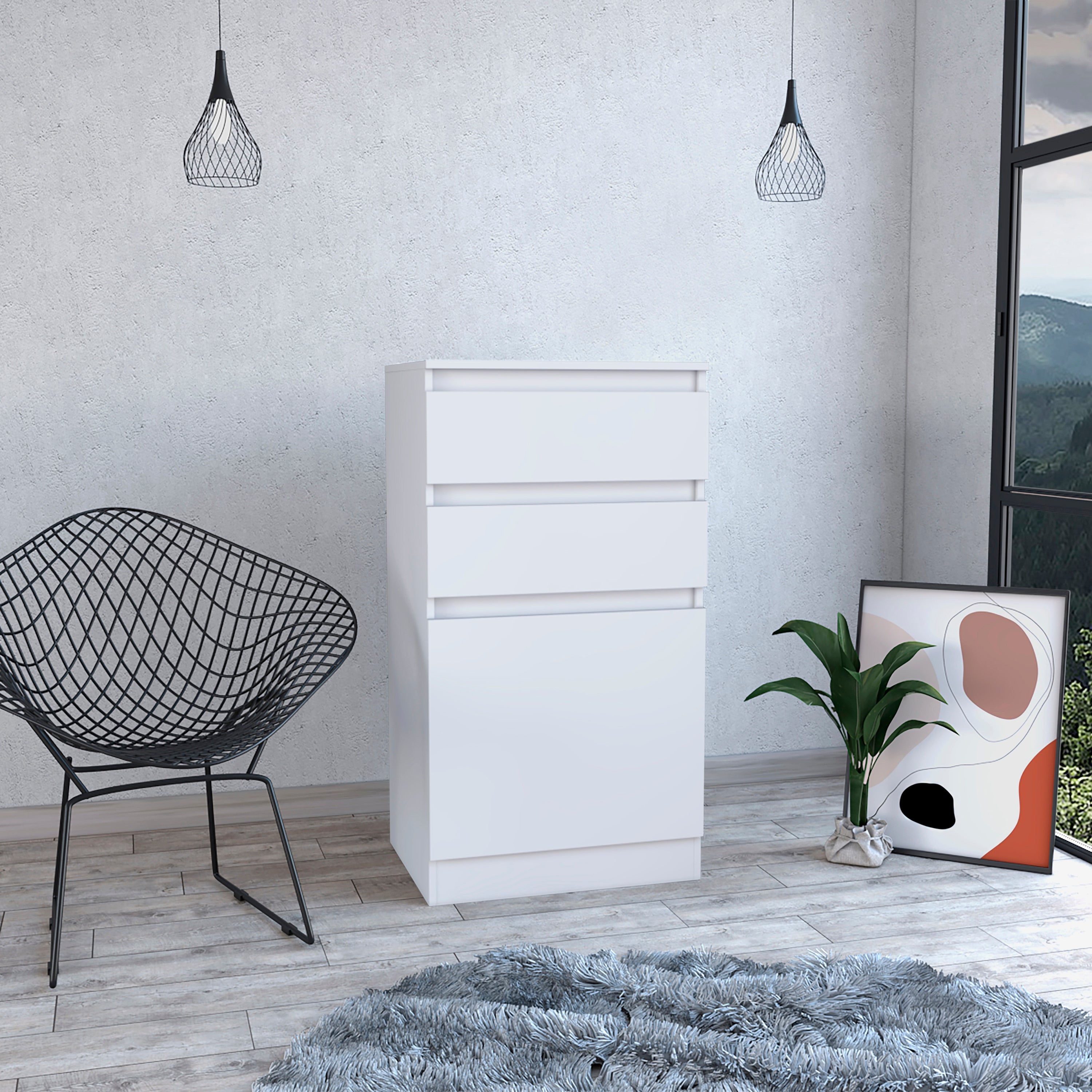 Kamelot Dresser with Mirror， Jewelry Box， Single Door Cabinet， and 2 Drawers， White - - 35569979 - Mycitystee