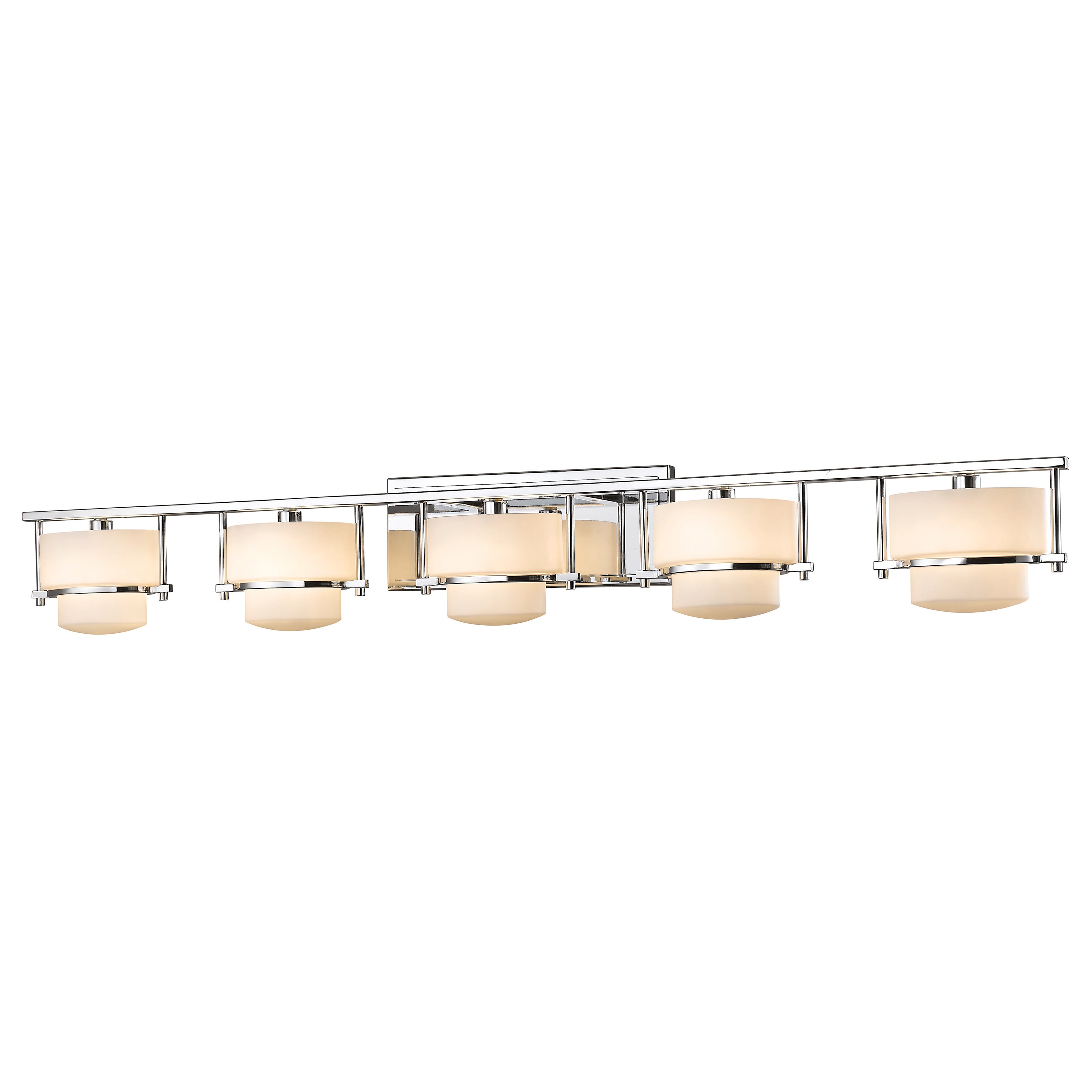 Avery Home Lighting Porter 5-light Chrome Matte Opal Vanity - Silver - Mycitystee