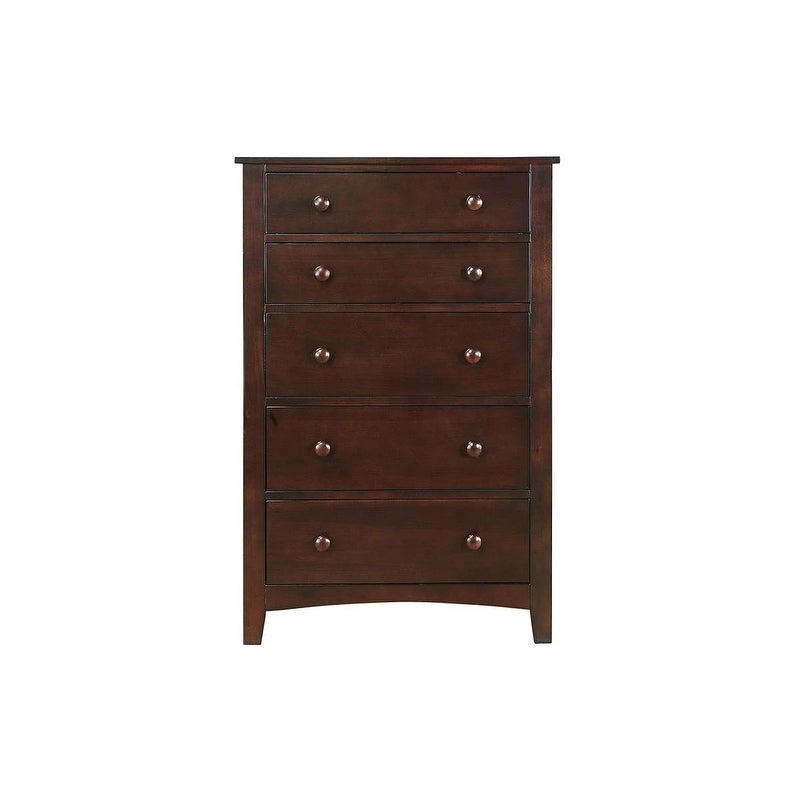 Global Pronex Contemporary Dark Oak Finish 1pc Chest of Drawers Plywood Pine Veneer Bedroom Furniture 5 drawers Tall chest - - 35665616 - Mycitystee