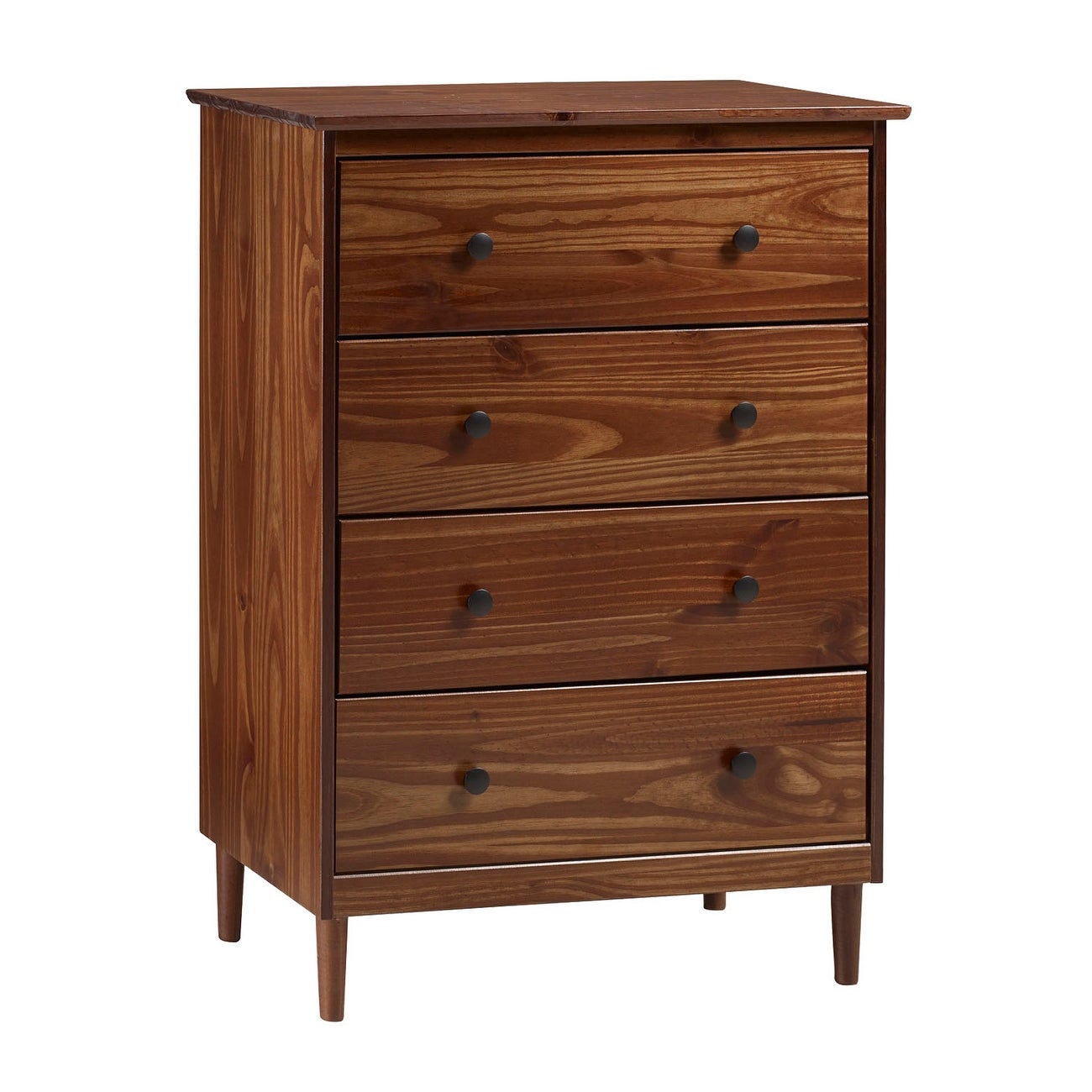 Offex Modern 4 Drawer Solid Pine Wood Dresser - Walnut - - 23554064 - Mycitystee
